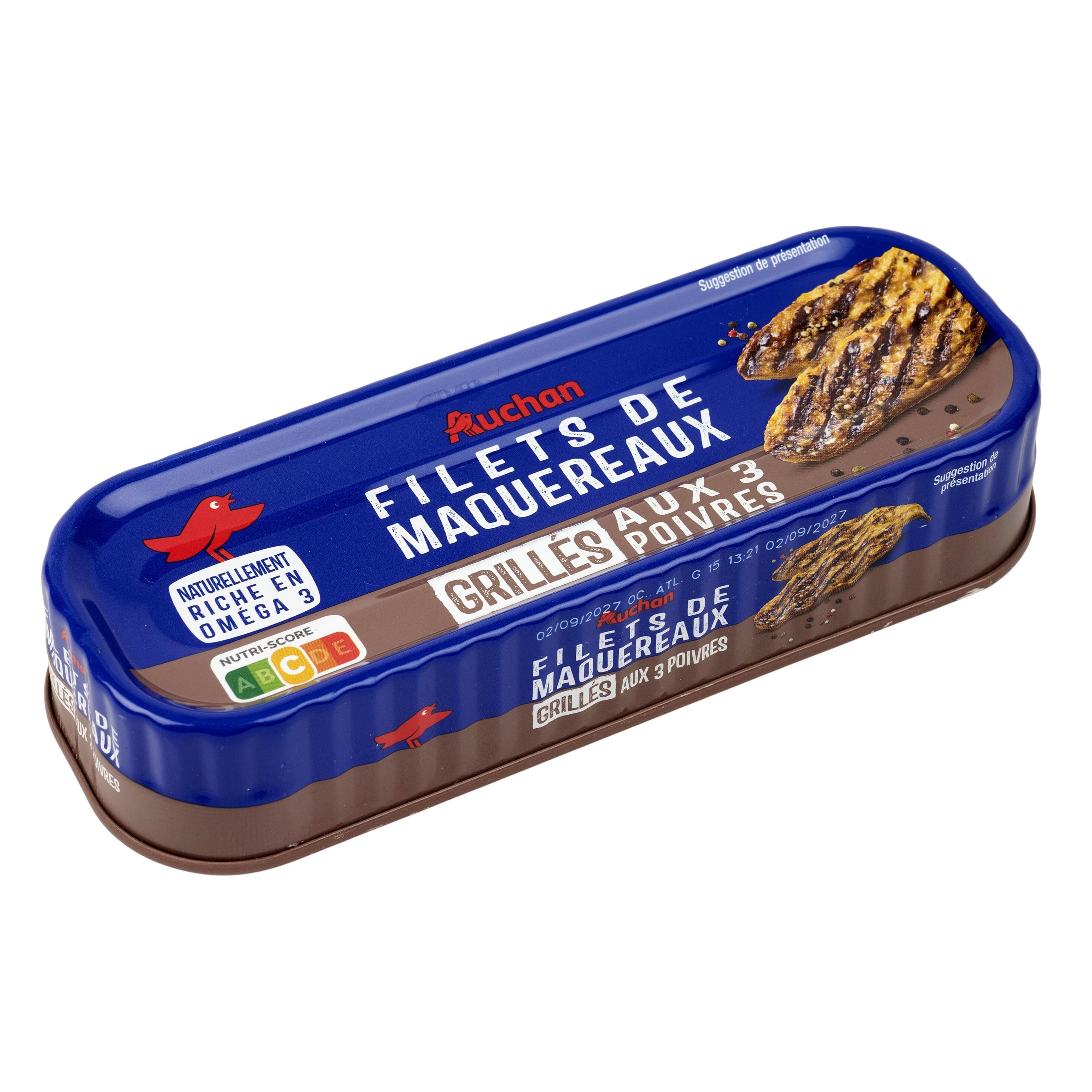 Voir la diapositive 3 : AUCHAN Filets de maquereaux blancs grillés aux 3 poivres 110g