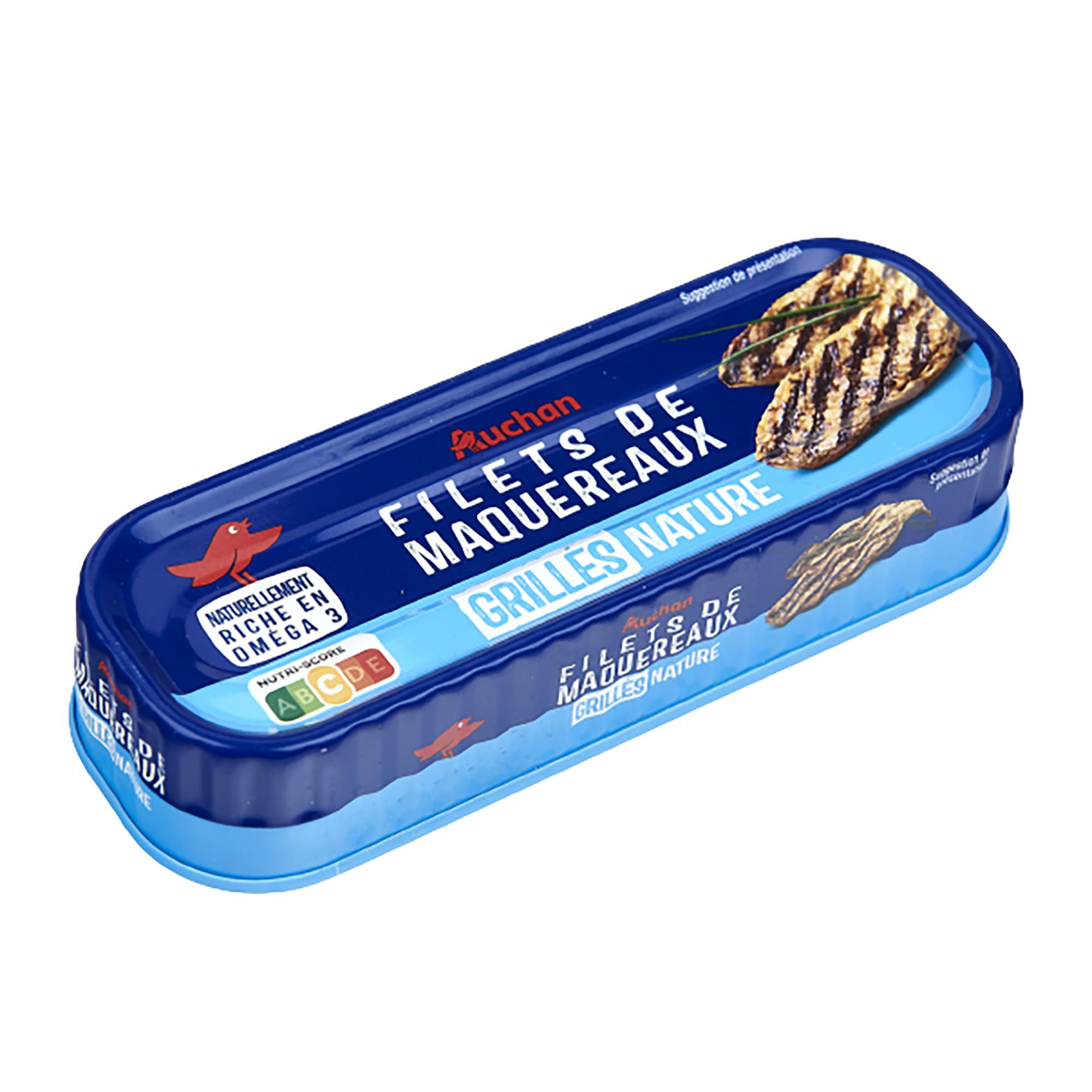 Voir la diapositive 3 : AUCHAN Filets de maquereaux blancs grillés nature 110g