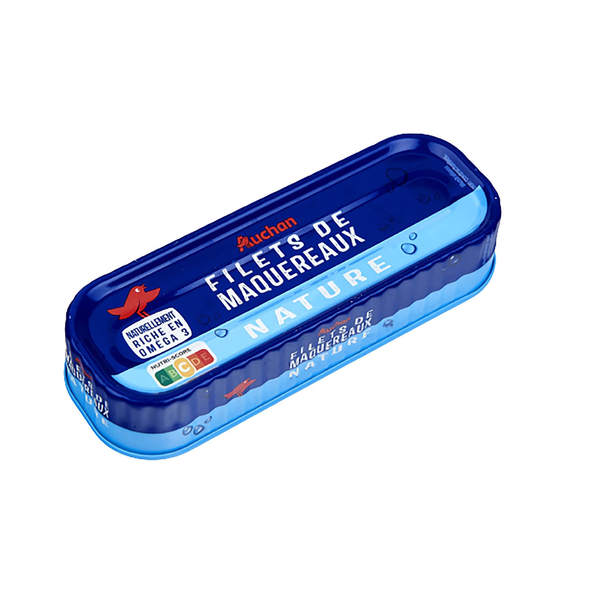 Voir la diapositive 2 : AUCHAN Filets de maquereaux nature 110g