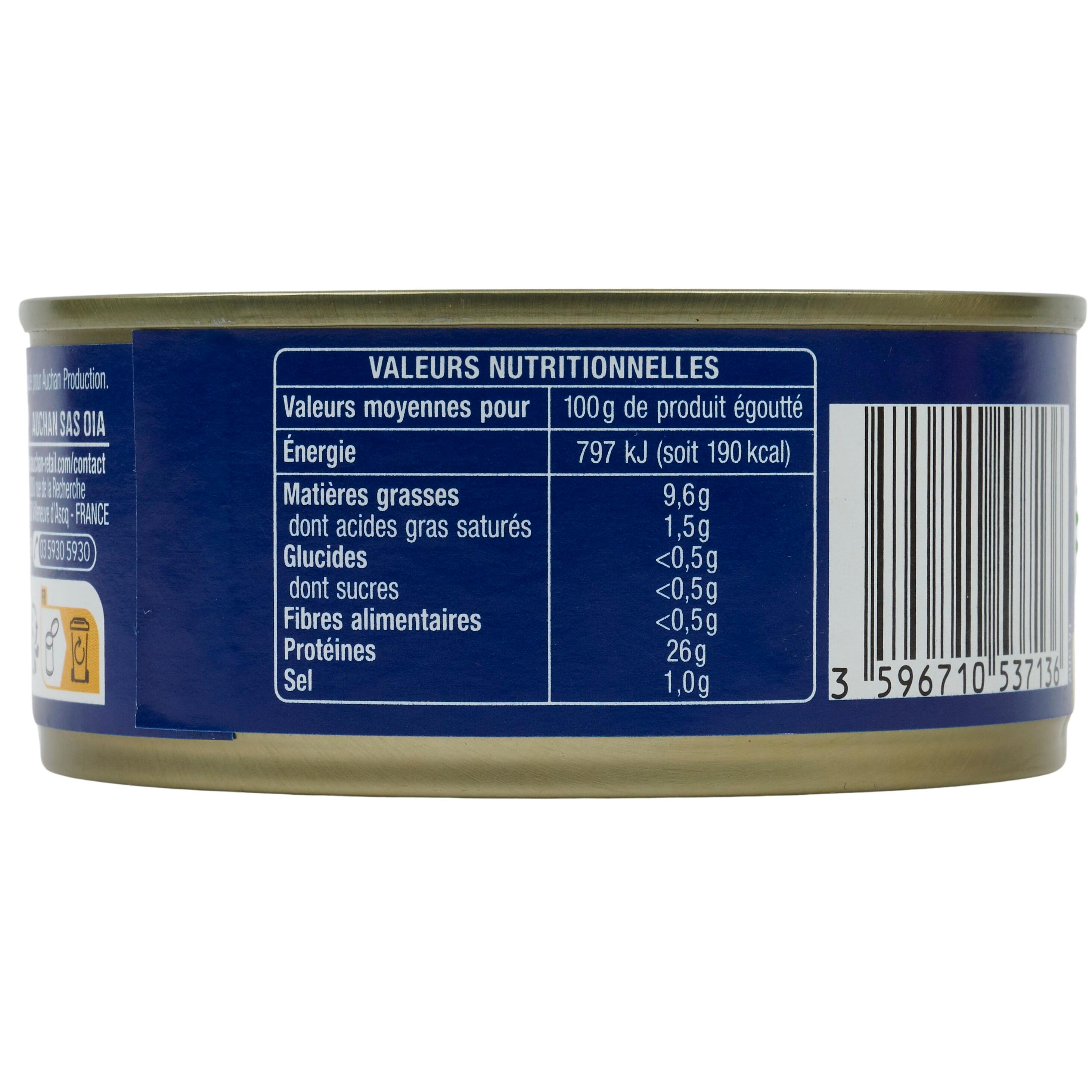 Voir la diapositive 2 : AUCHAN Thon albacore à l'huile d'olive vierge extra 160g