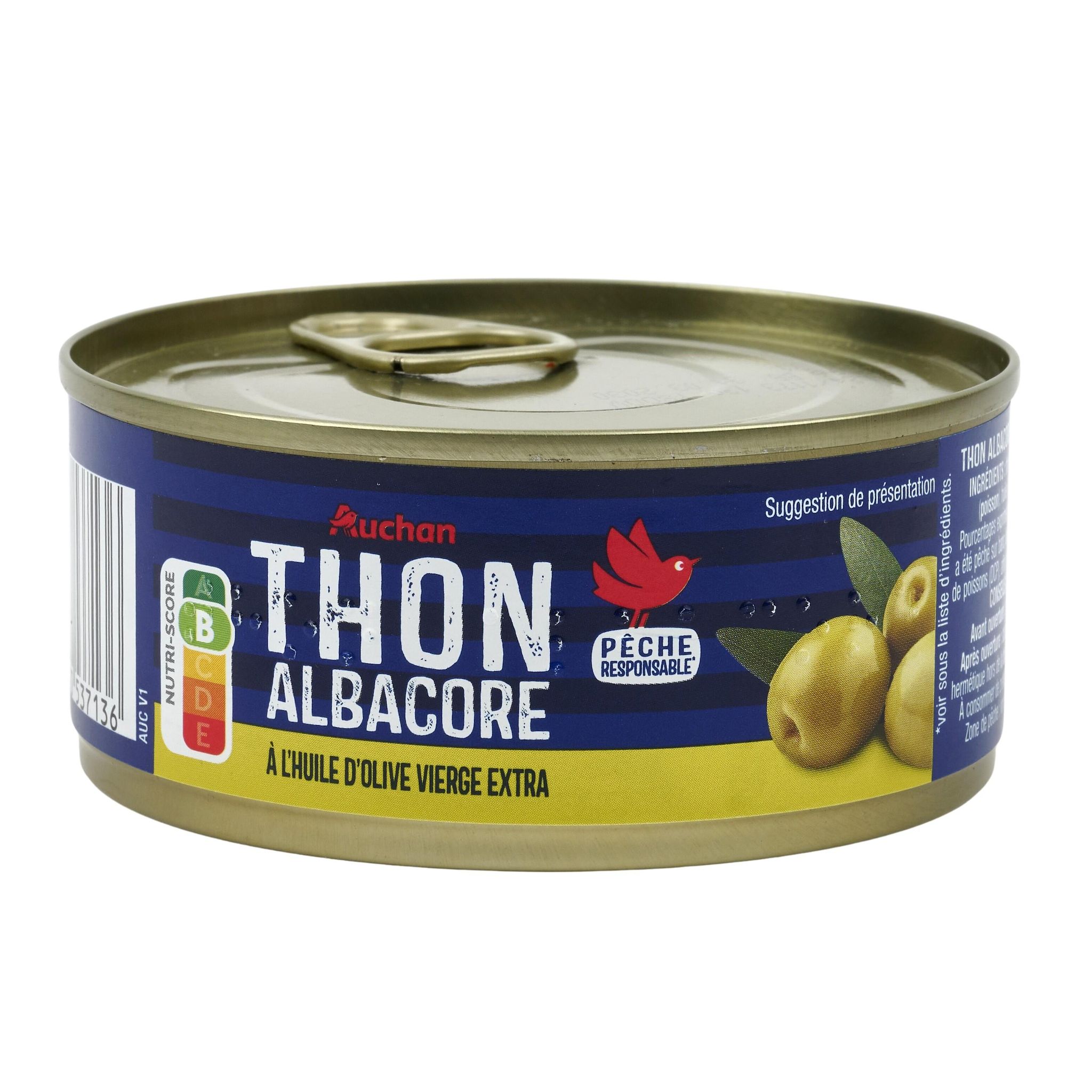 Voir la diapositive 2 : AUCHAN Thon albacore à l'huile d'olive vierge extra 160g