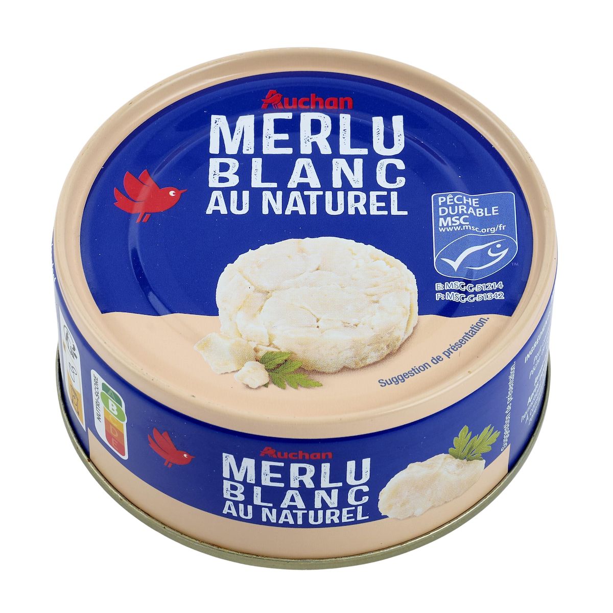 AUCHAN Merlu blanc MSC au naturel 120g