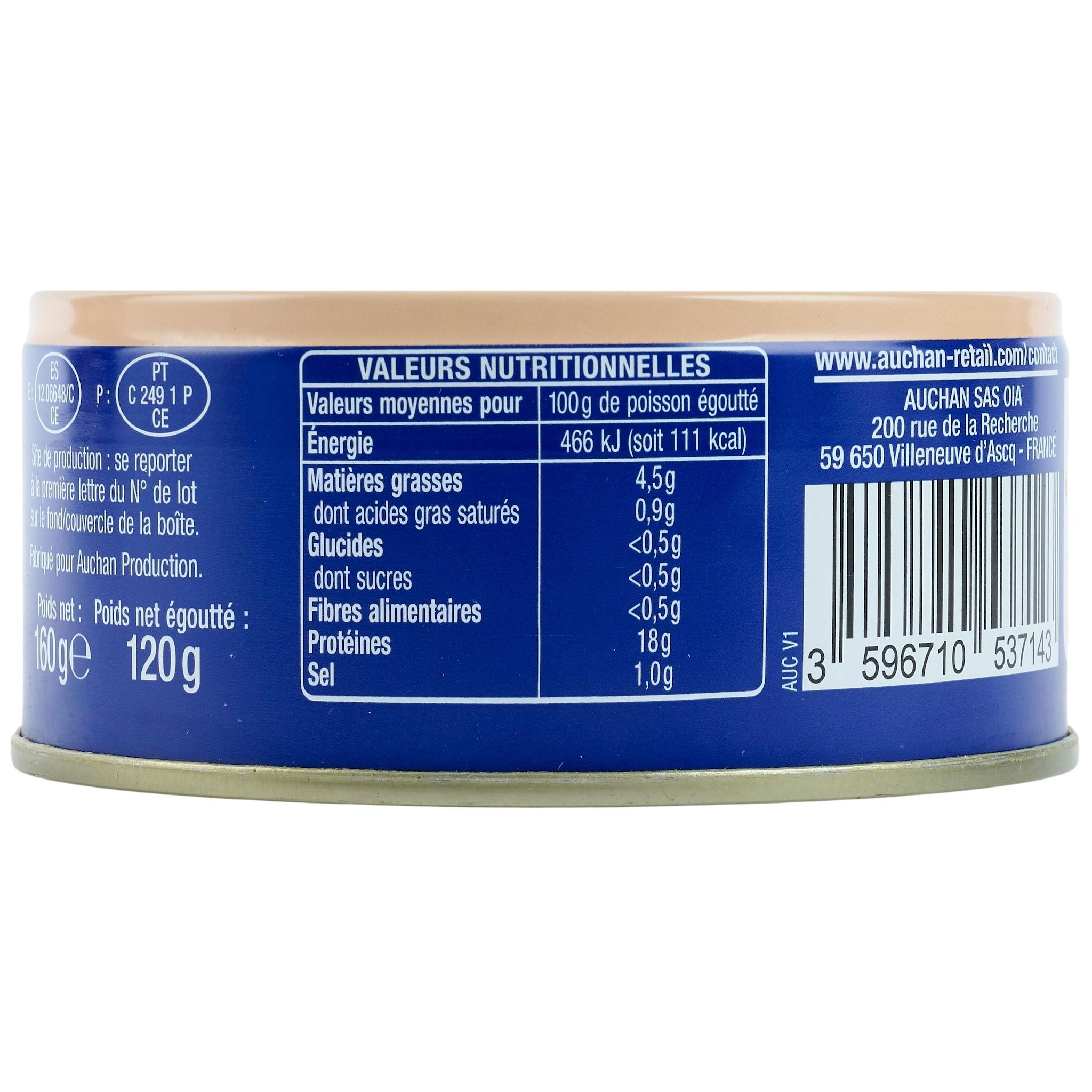 Voir la diapositive 4 : AUCHAN Merlu blanc MSC au naturel 120g