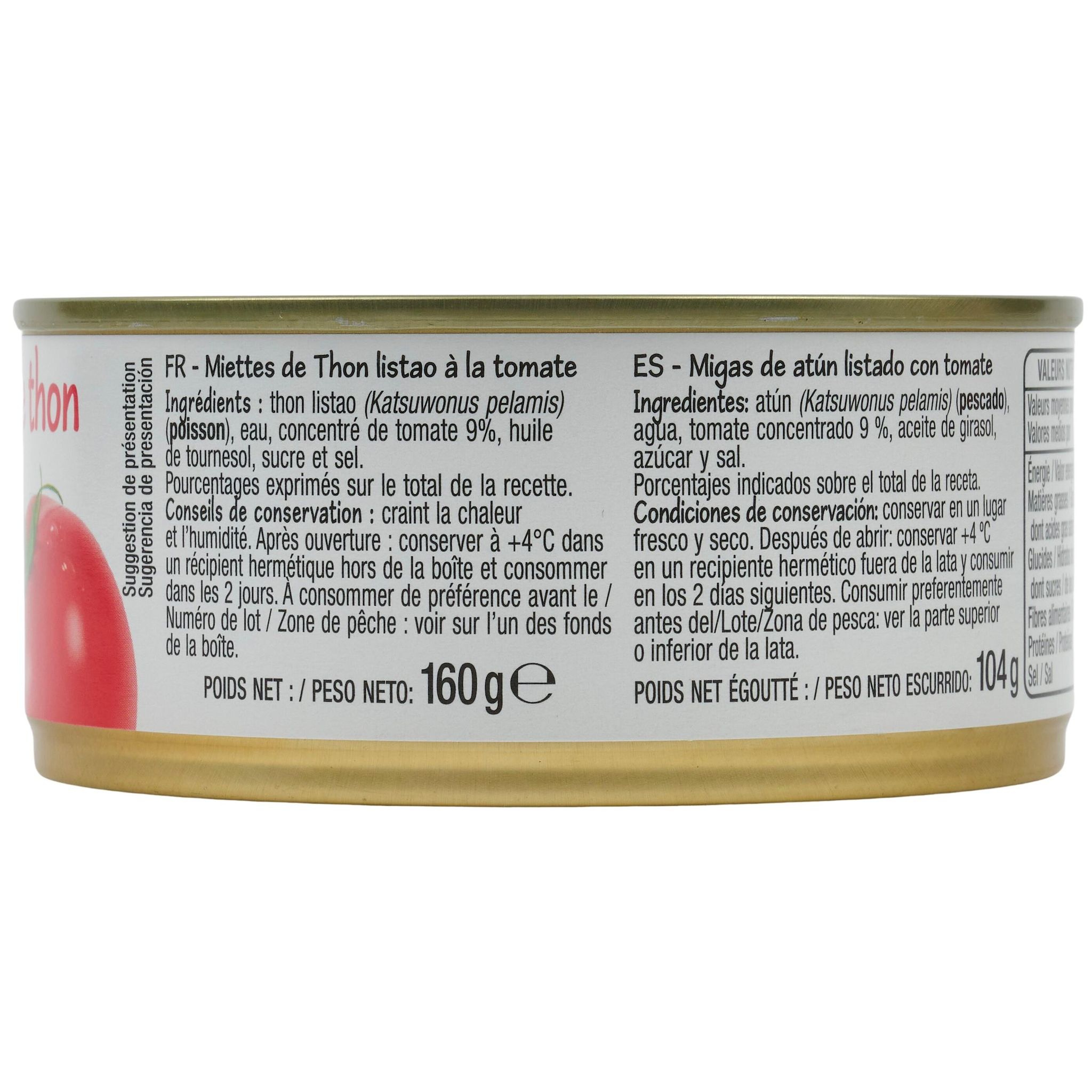 Voir la diapositive 3 : POUCE Miettes de thon à la tomate 160g