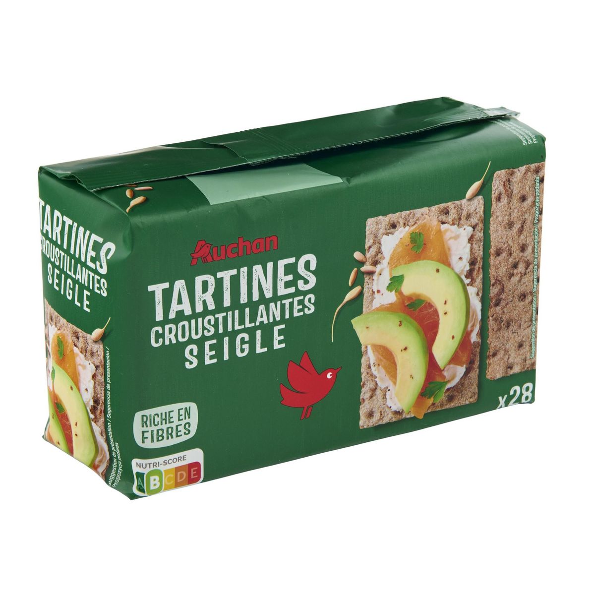 AUCHAN Tartines croustillantes seigle 28 tartines 250g