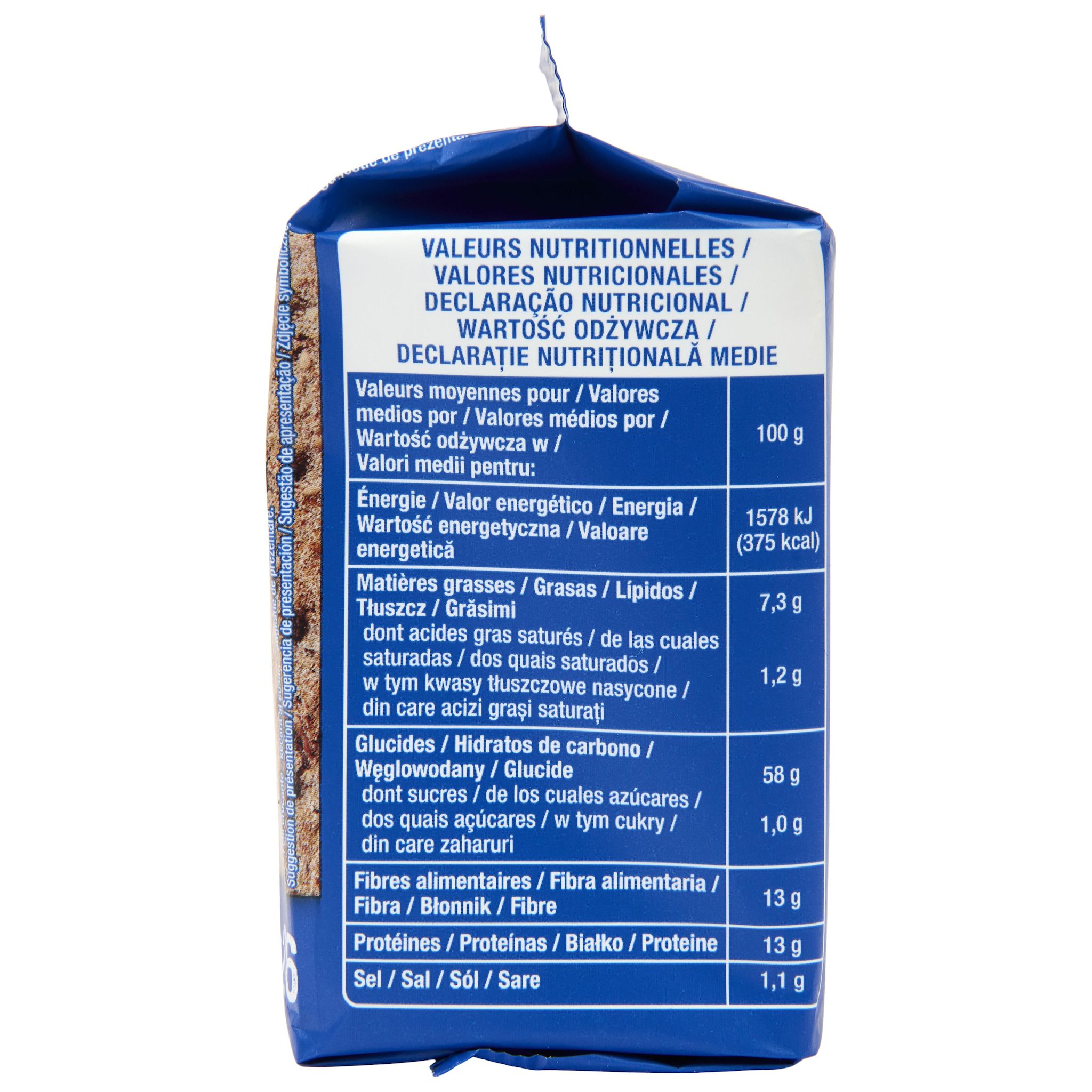 Voir la diapositive 2 : AUCHAN Tartines croustillantes seigle et sésame 26 tartines 250g