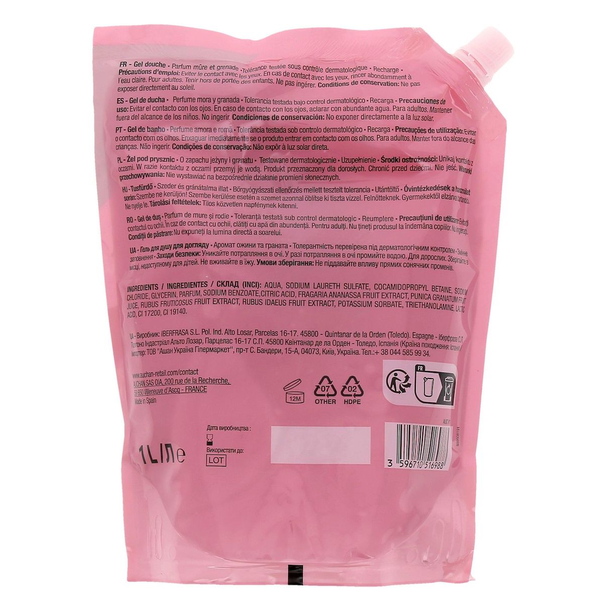 COSMIA Recharge gel douche mûre et grenade 1l