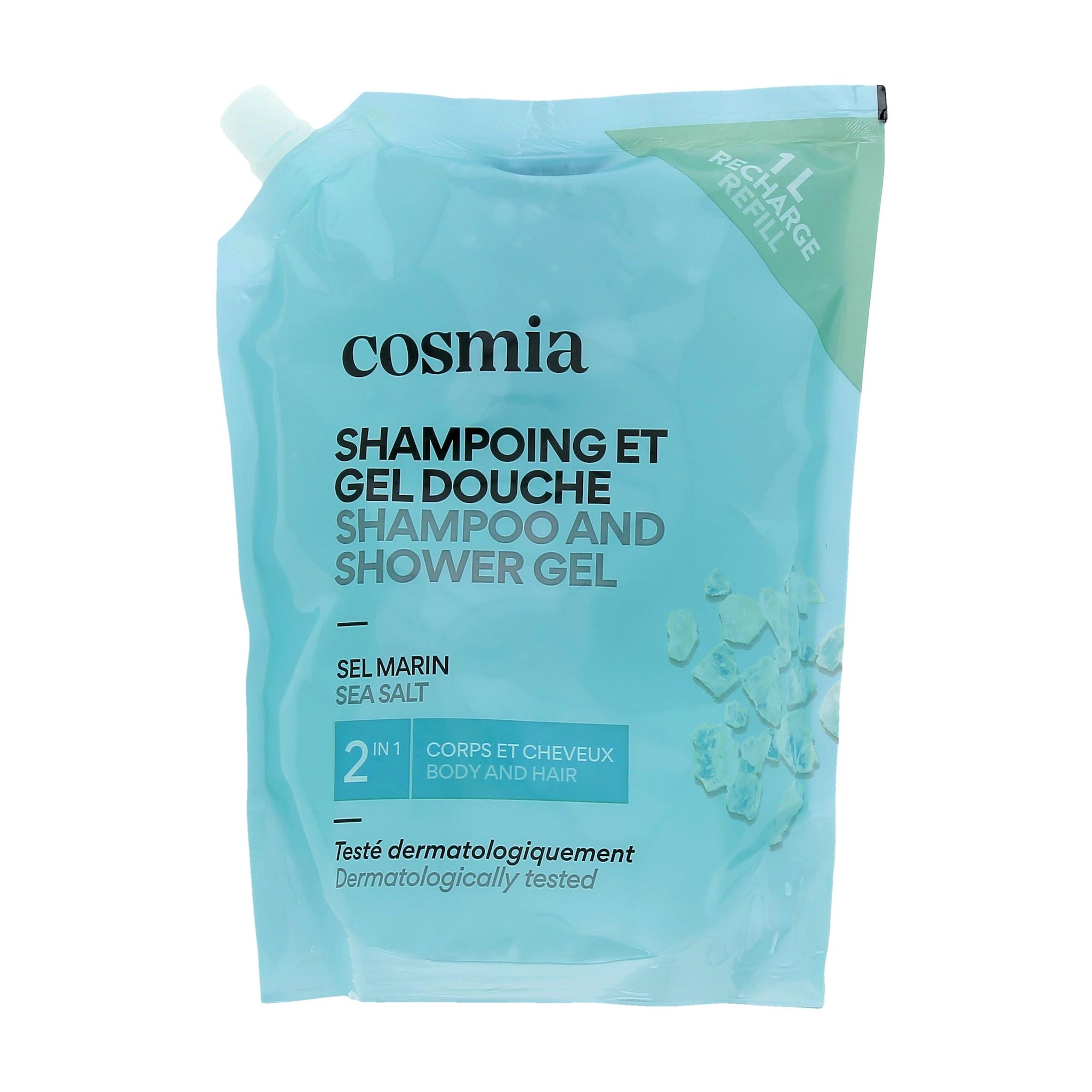 Voir la diapositive 3 : COSMIA Recharge shampoing et gel douche 2 en 1 1l