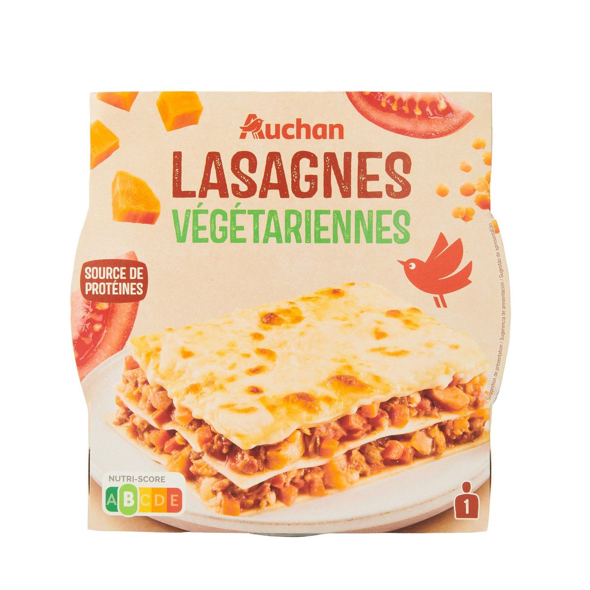 AUCHAN VERY VEGGIE Lasagnes végétariennes 1 portion 300g