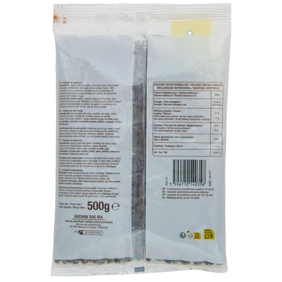 POUCE Pépites de chocolat 500g