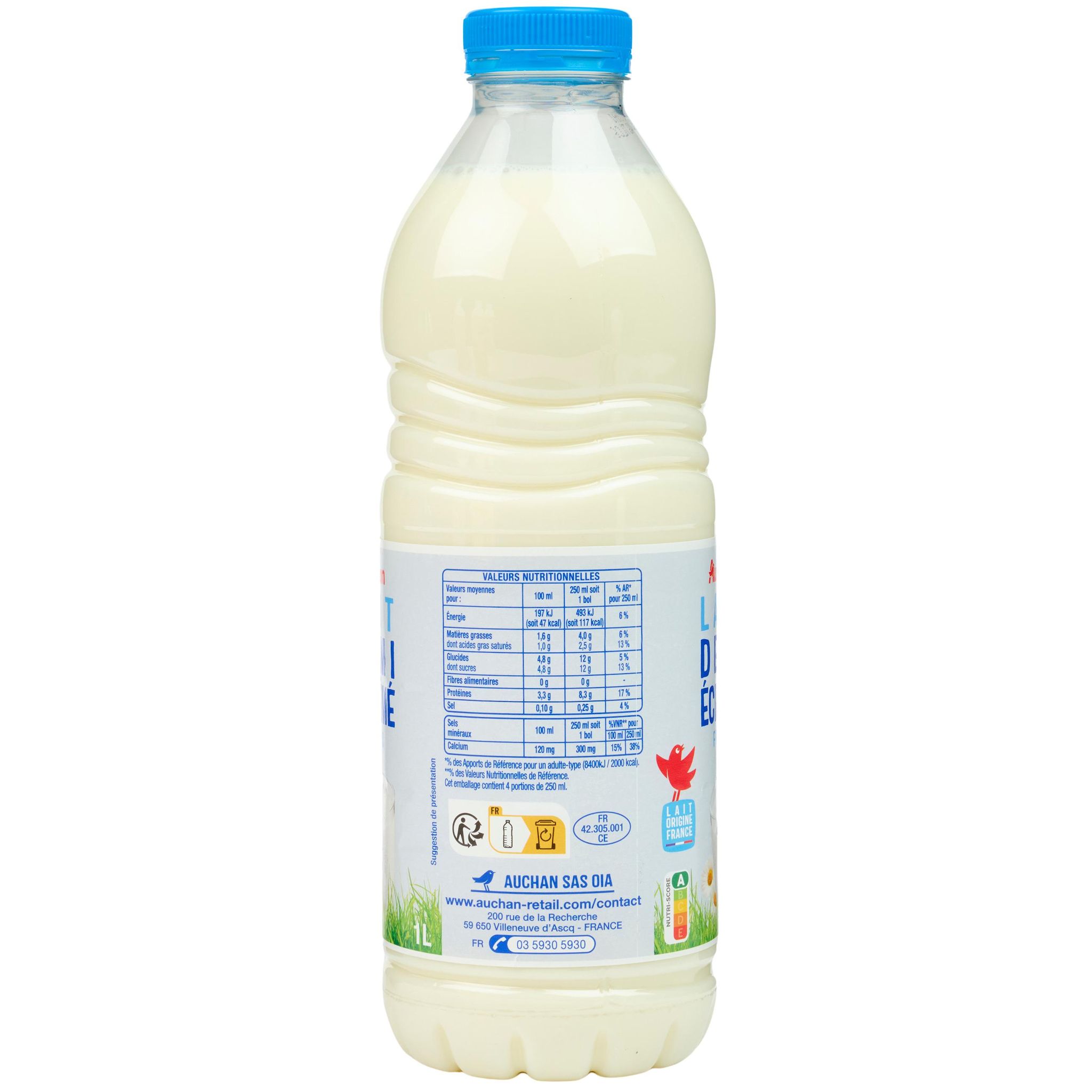 Voir la diapositive 4 : AUCHAN Lait demi-écrémé frais 1l