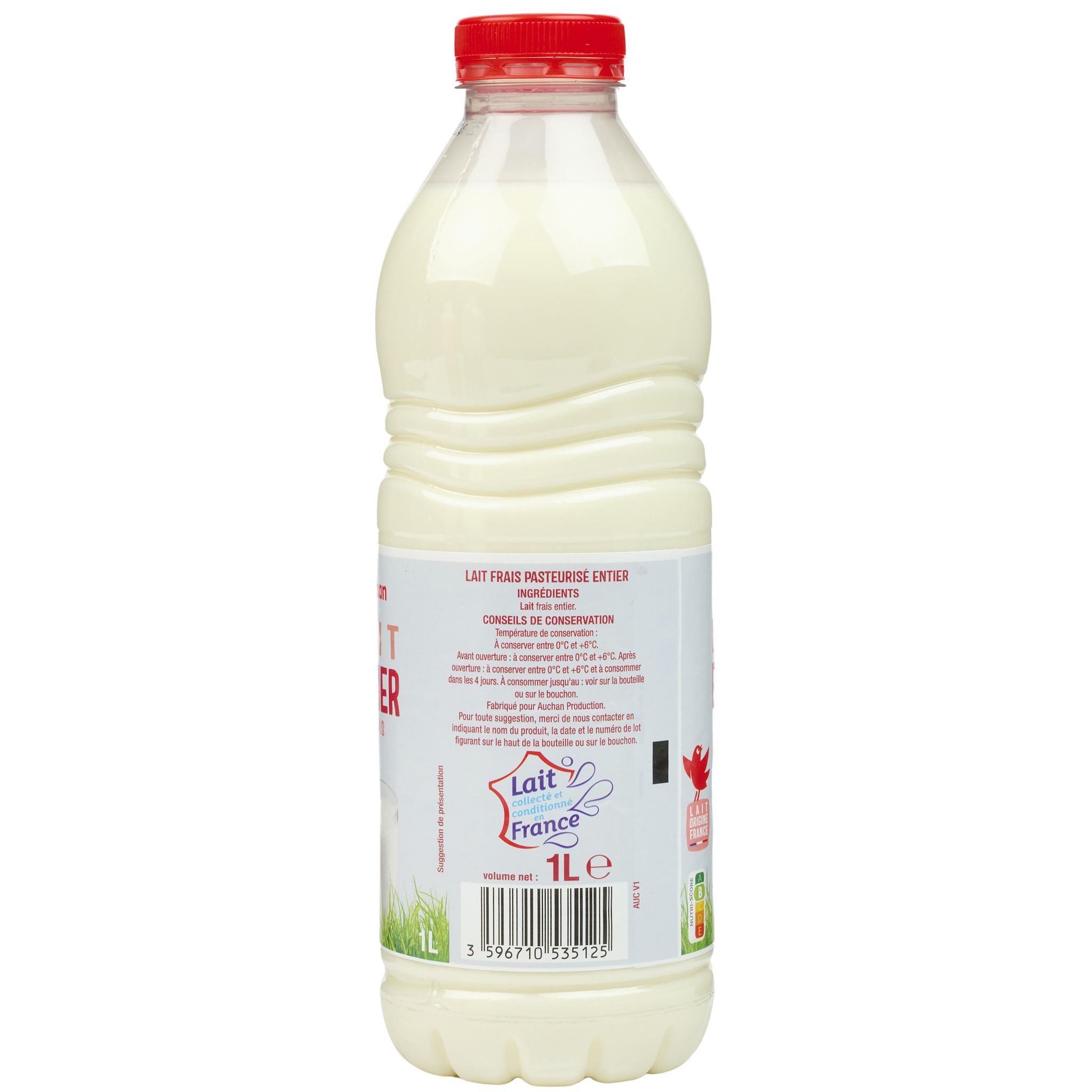 Voir la diapositive 2 : AUCHAN Lait frais entier 1l