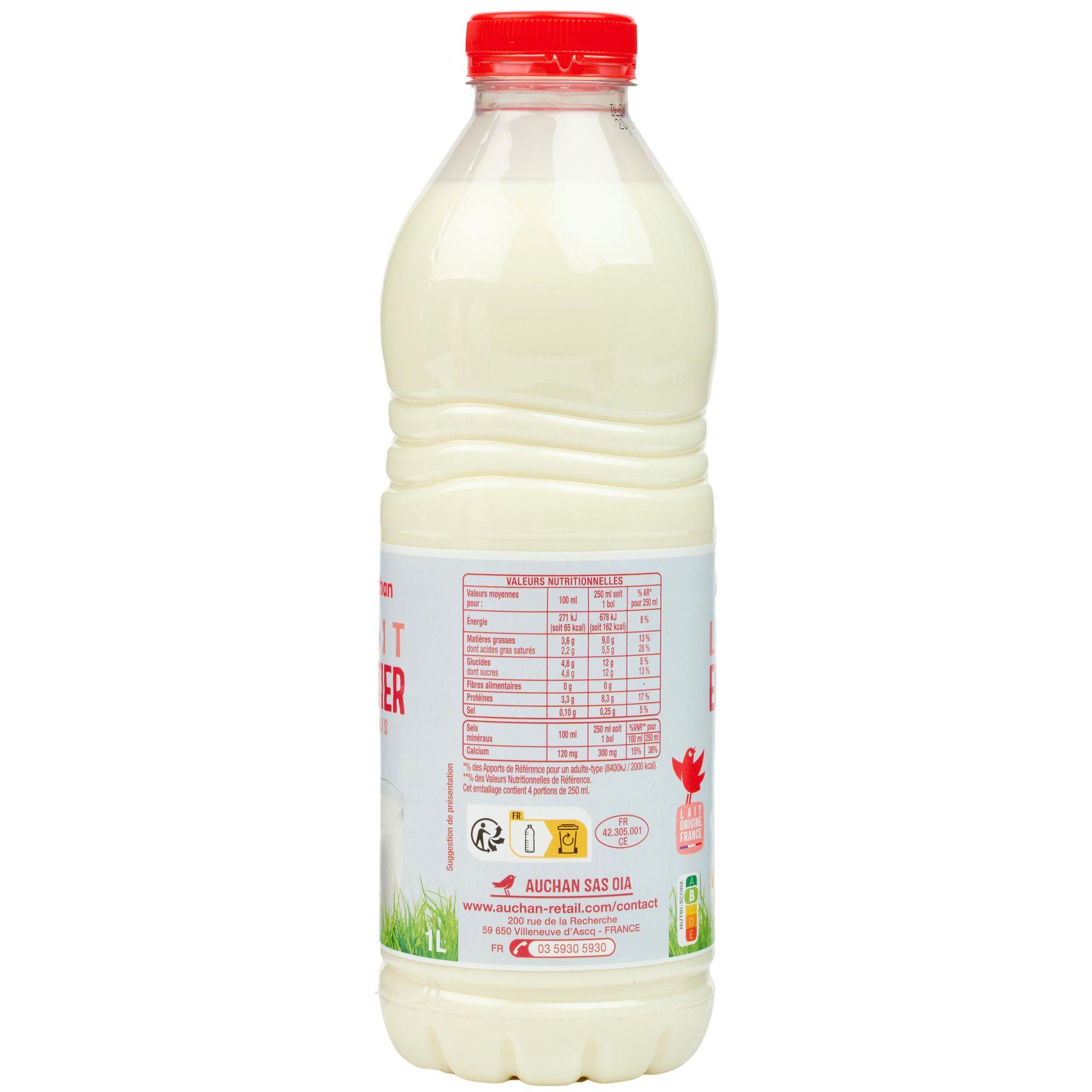Voir la diapositive 3 : AUCHAN Lait frais entier 1l