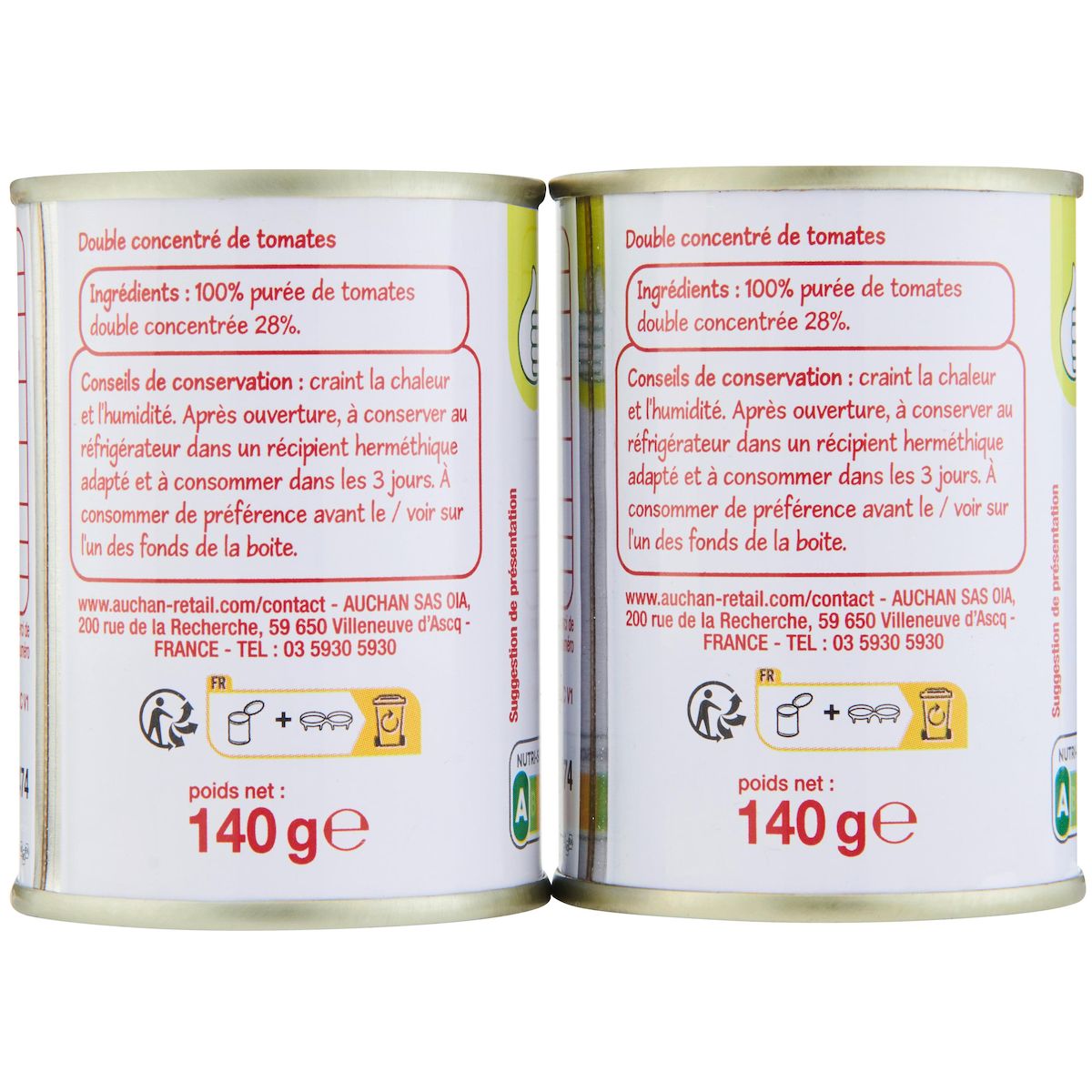 POUCE Double concentré de tomates 2 conserves 2x140g
