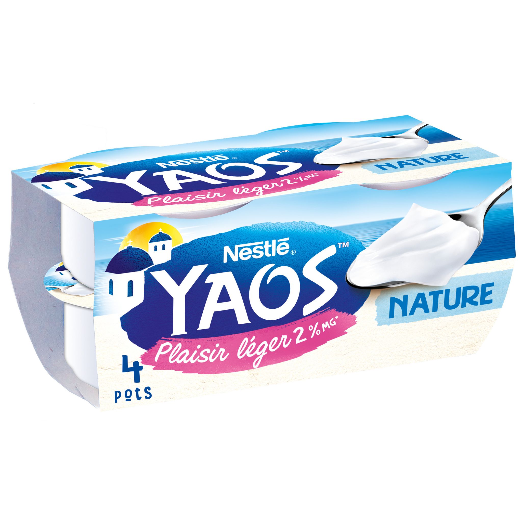 YAOS Plaisir Léger - Yaourt à la grecque nature 2% MG 4x125g