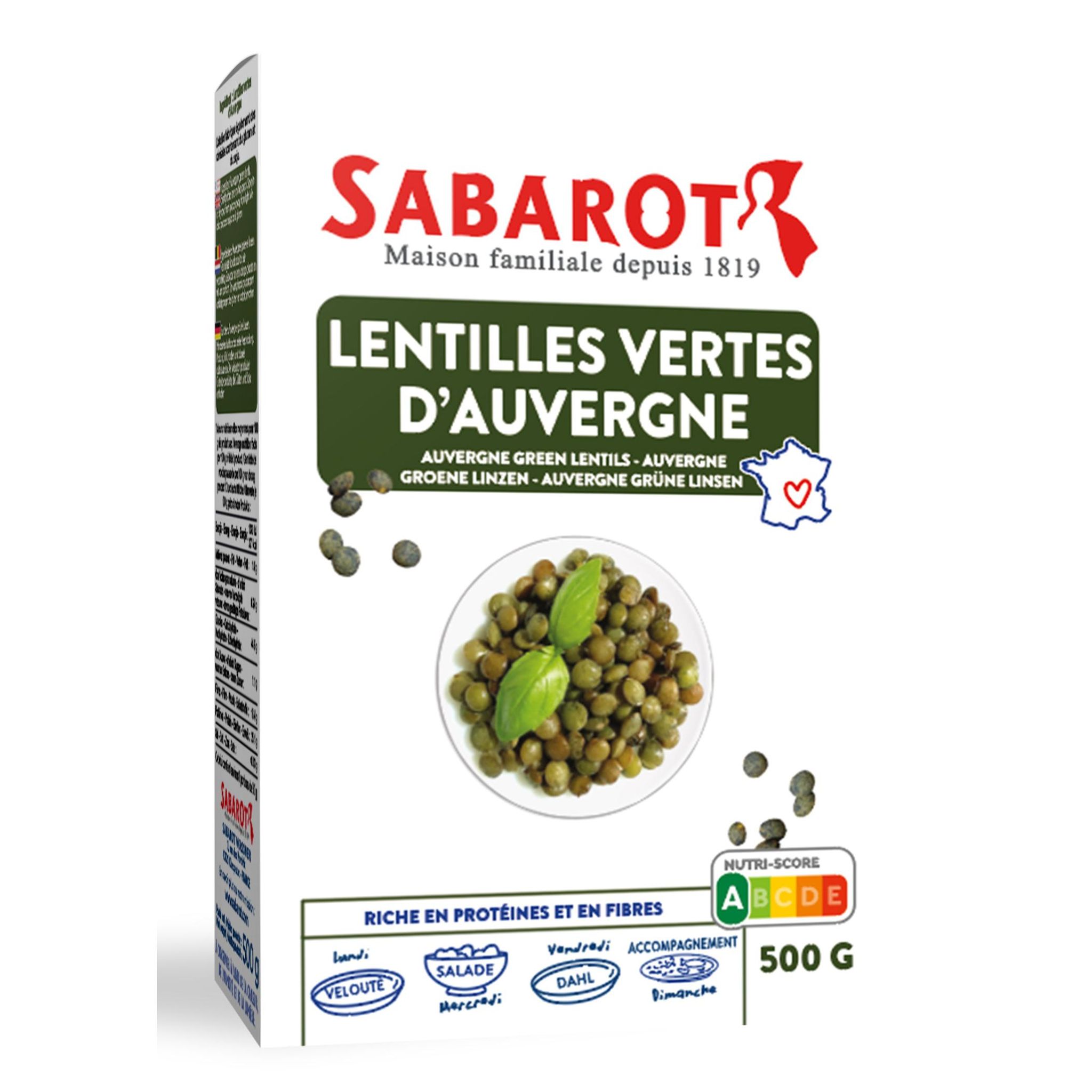 SABAROT Lentilles vertes d'Auvergne 500g