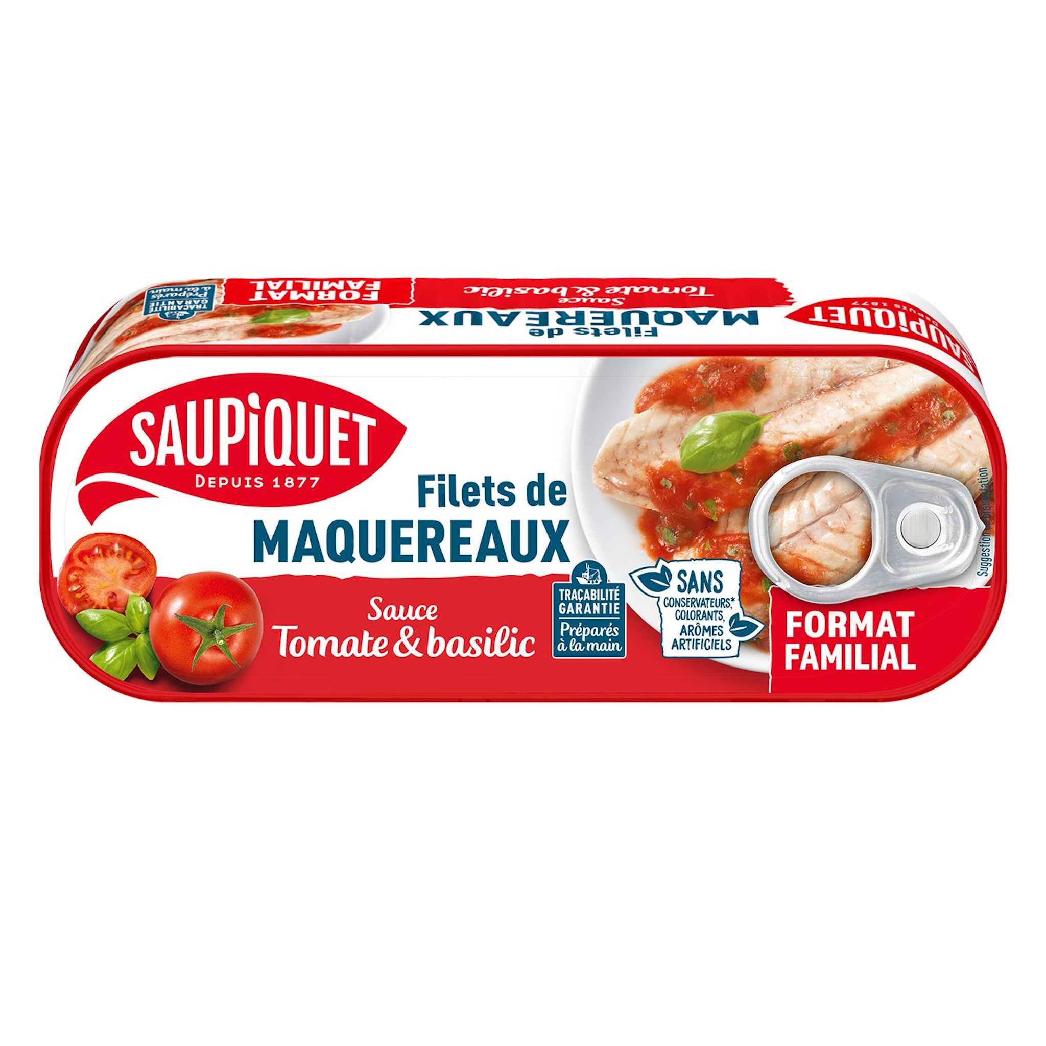 SAUPIQUET Filets de maquereaux sauce tomate et basilic 226g