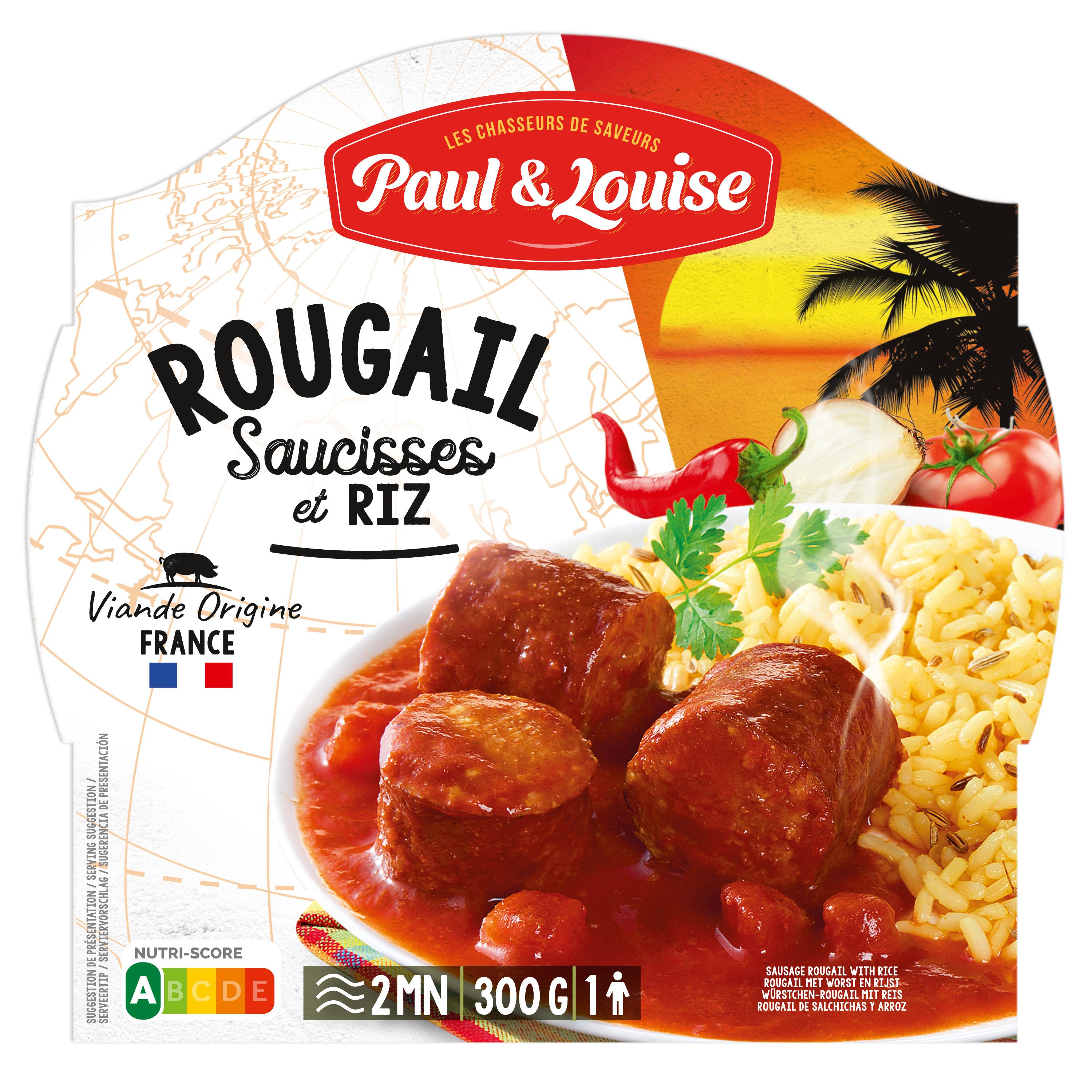 PAUL ET LOUISE Rougail saucisses et riz 1 portion 300g