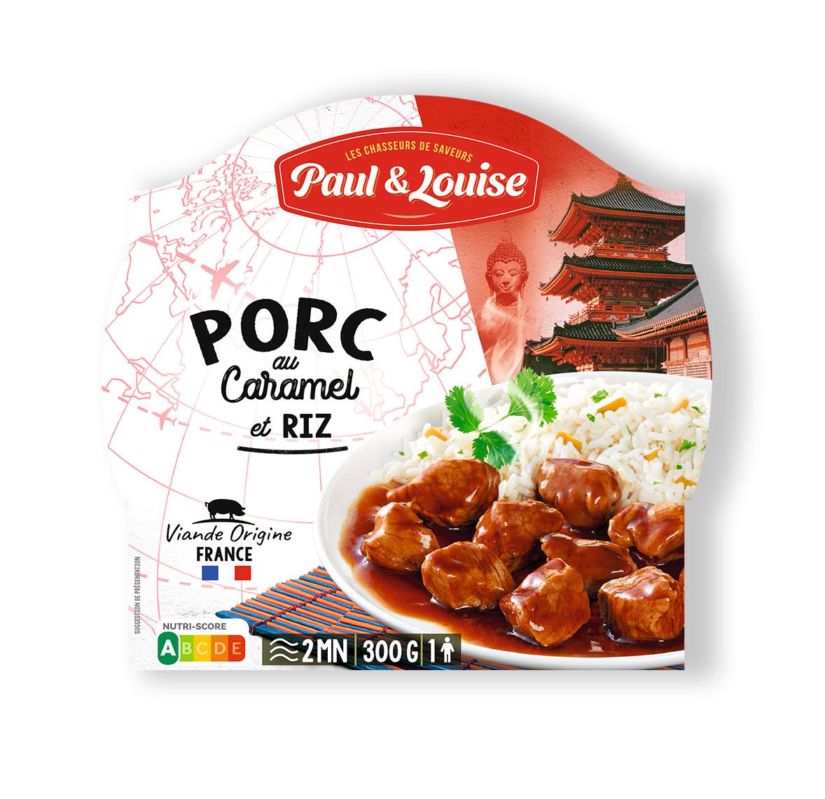 PAUL ET LOUISE Porc au caramel et riz barquette 2min micro-ondes 1 portion 300g