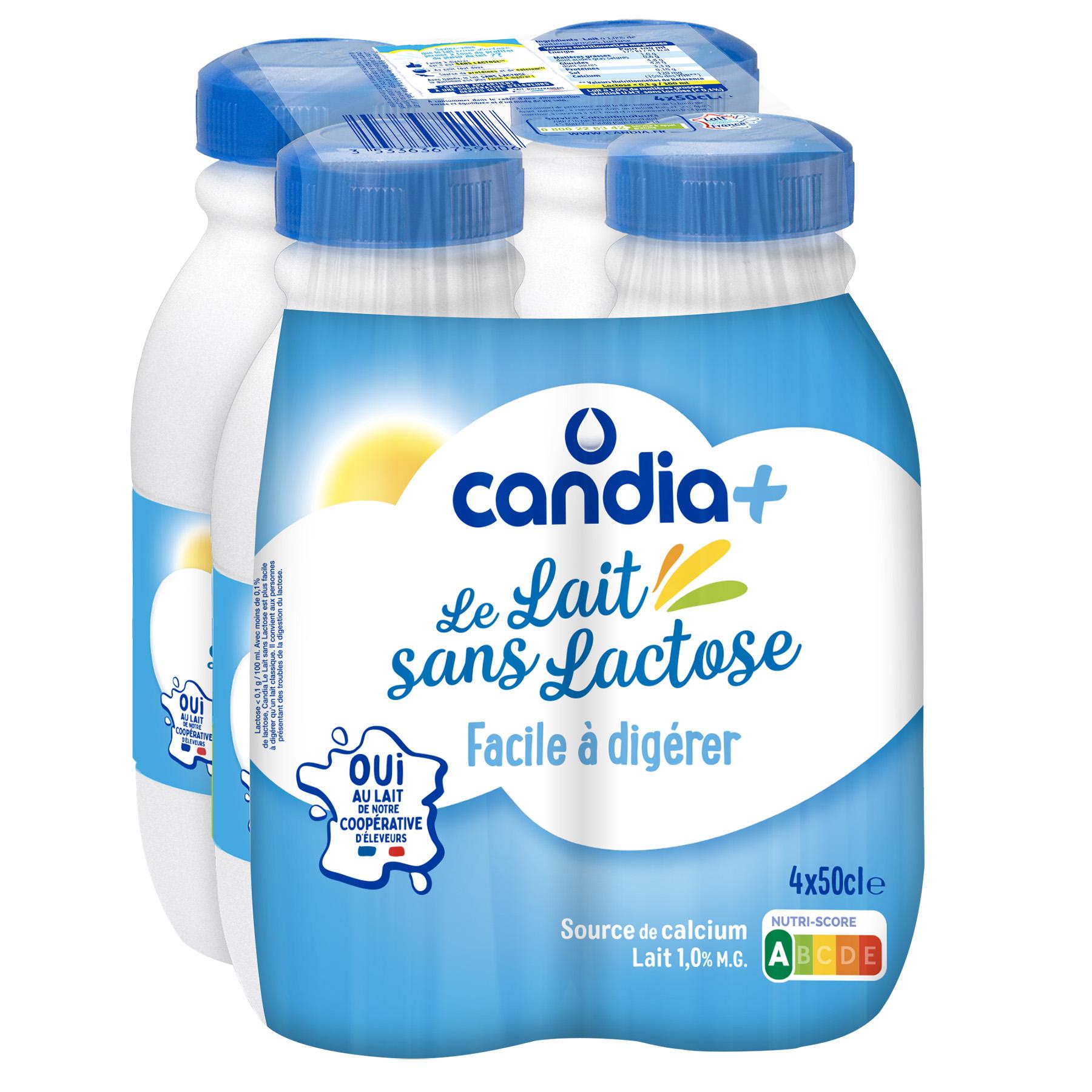 CANDIA+ Lait sans lactose facile à digérer 4x50cl