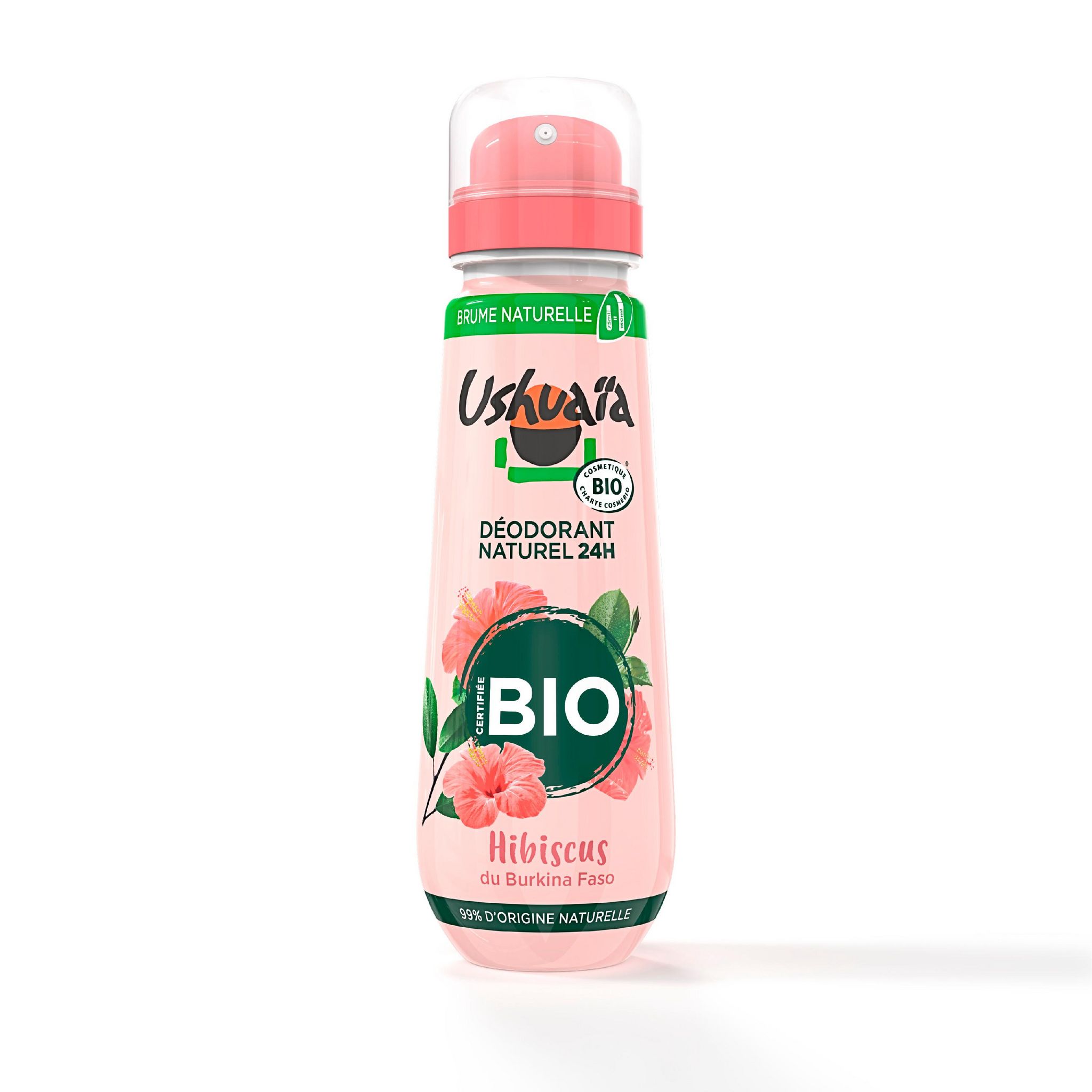 USHUAIA Déodorant naturel 24h hibiscus du burkina faso bio 75ml