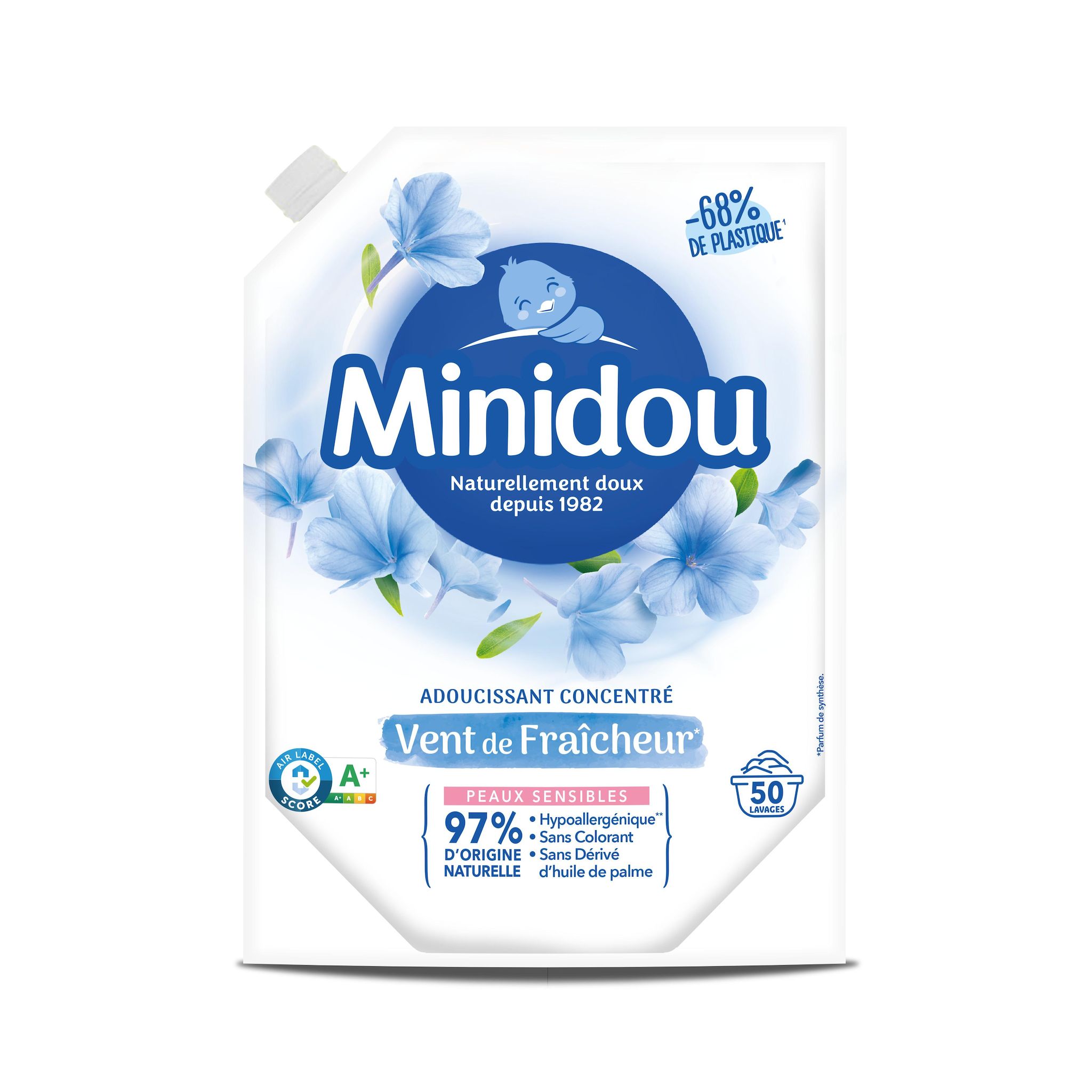 MINIDOU Adoucissant concentré vent de fraicheur 50 lavages 1L