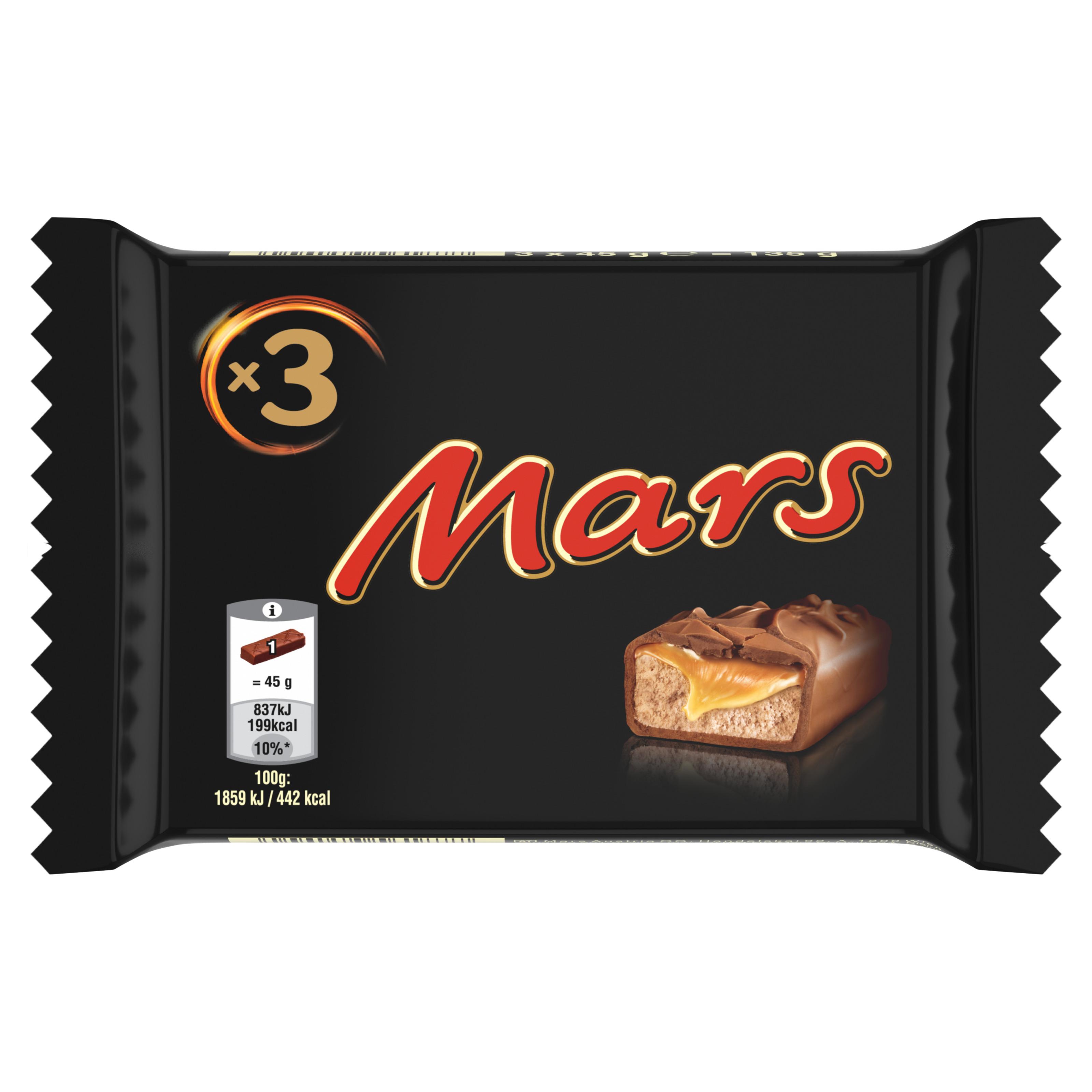 MARS Barres chocolatées au caramel 3 barres 135g