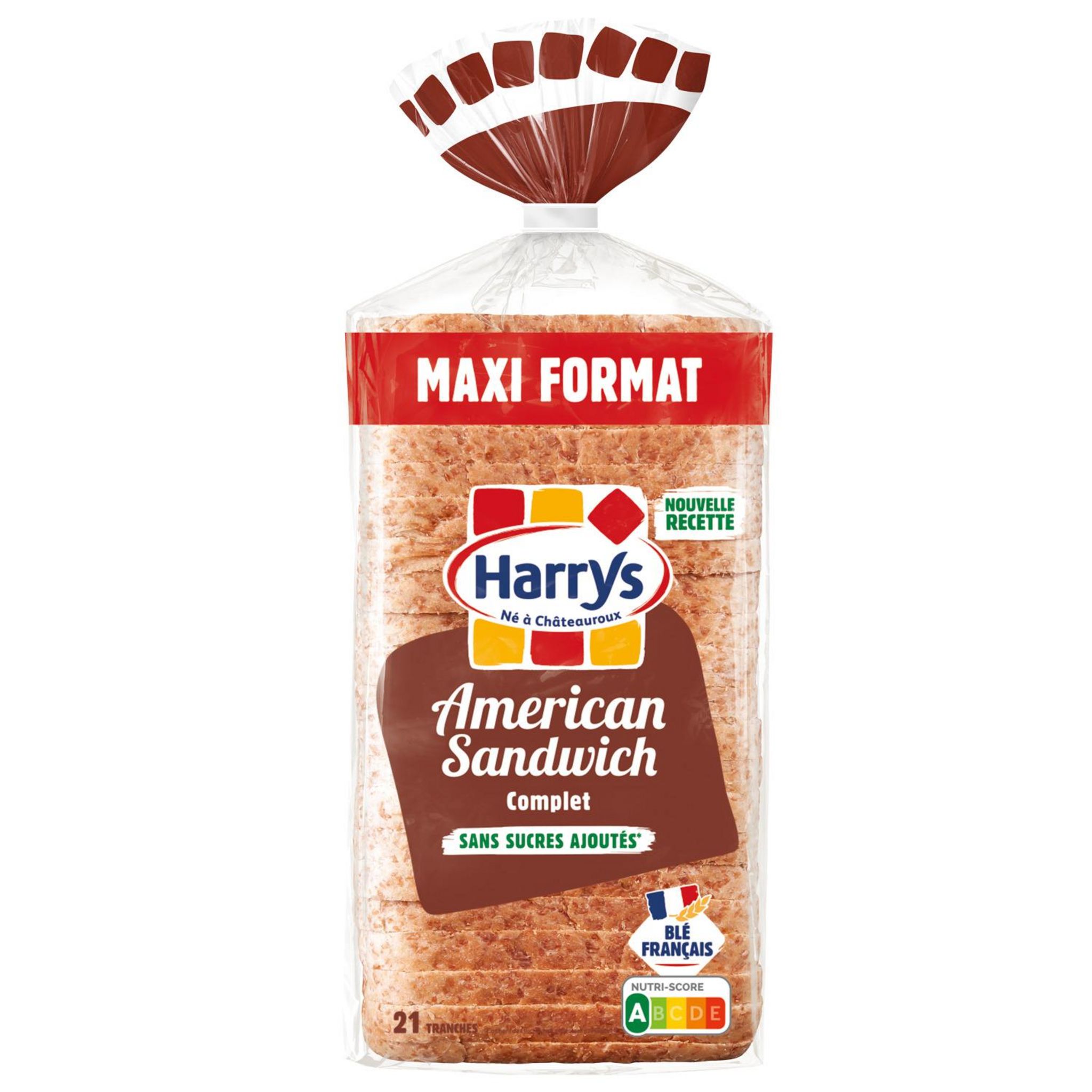 Voir la diapositive 2 : HARRYS American Sandwich Pain de mie complet sans sucres ajoutés 21 tranches 900g