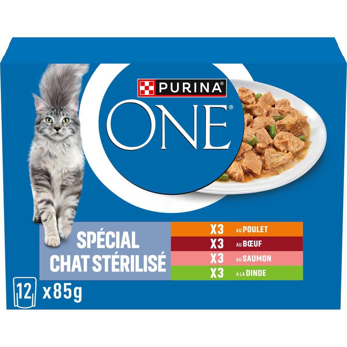 PURINA ONE Sachets repas spécial pour chat stérilisé 8+4 sachets Offerts 12x85g