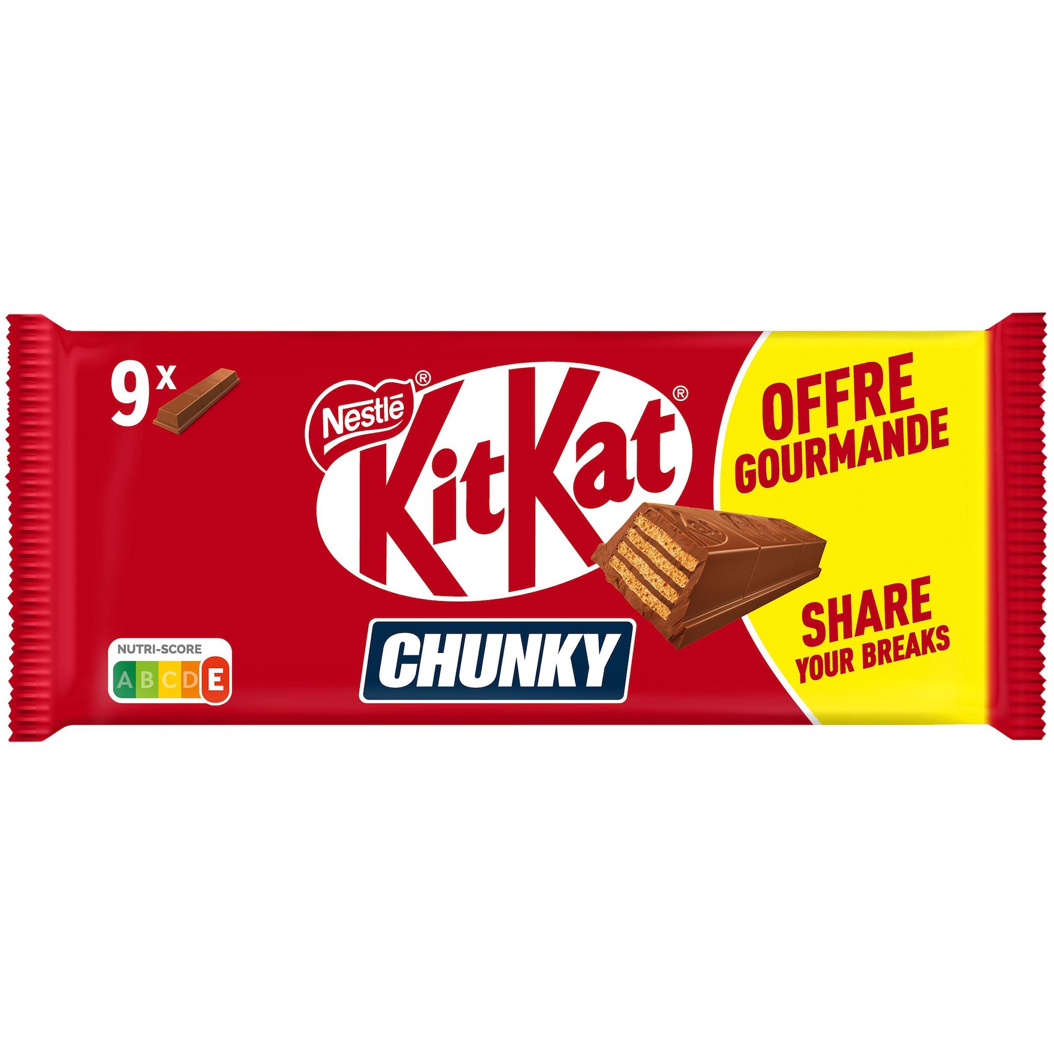 KIT KAT Chunky barres au chocolat au lait croustillantes 9 barres 9x40g