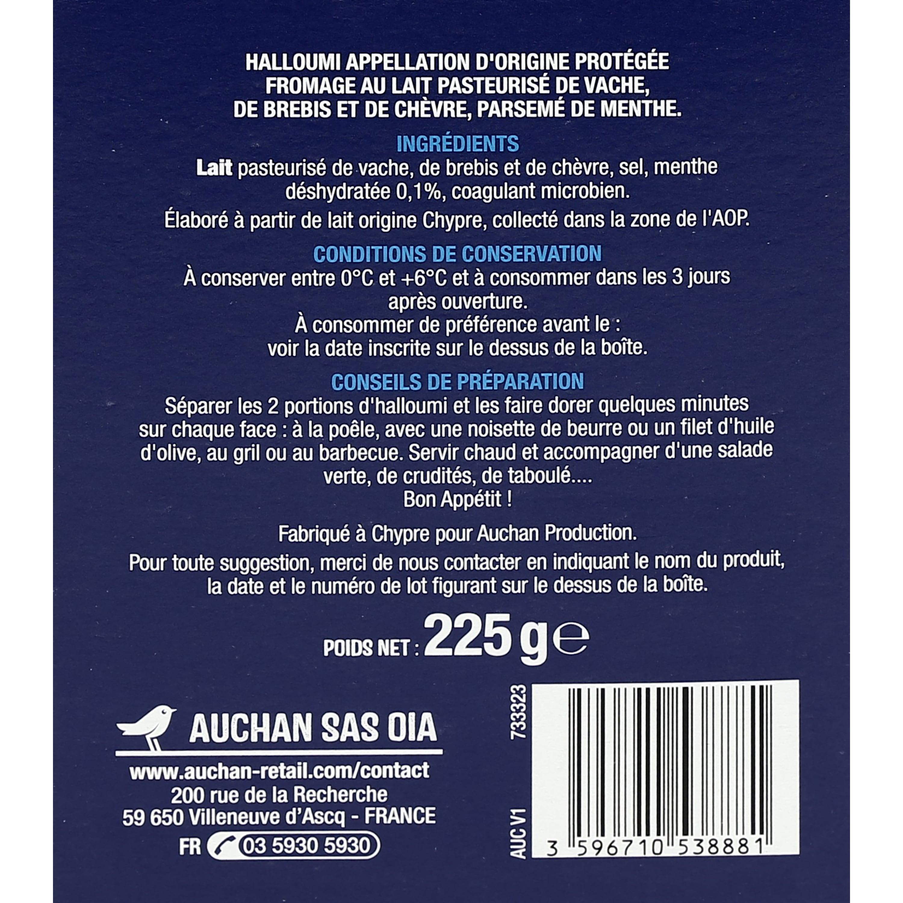 Voir la diapositive 2 : AUCHAN Halloumi 225 g