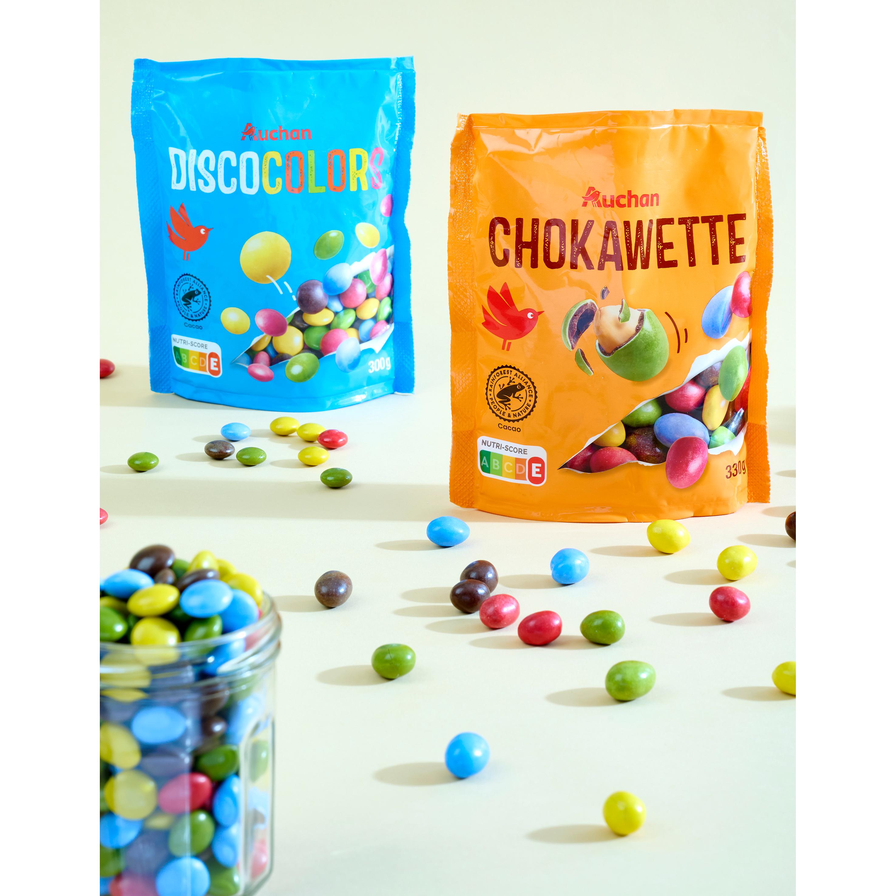 Voir la diapositive 2 : AUCHAN Chokawette Cacahuètes enrobées de chocolat au lait 330g