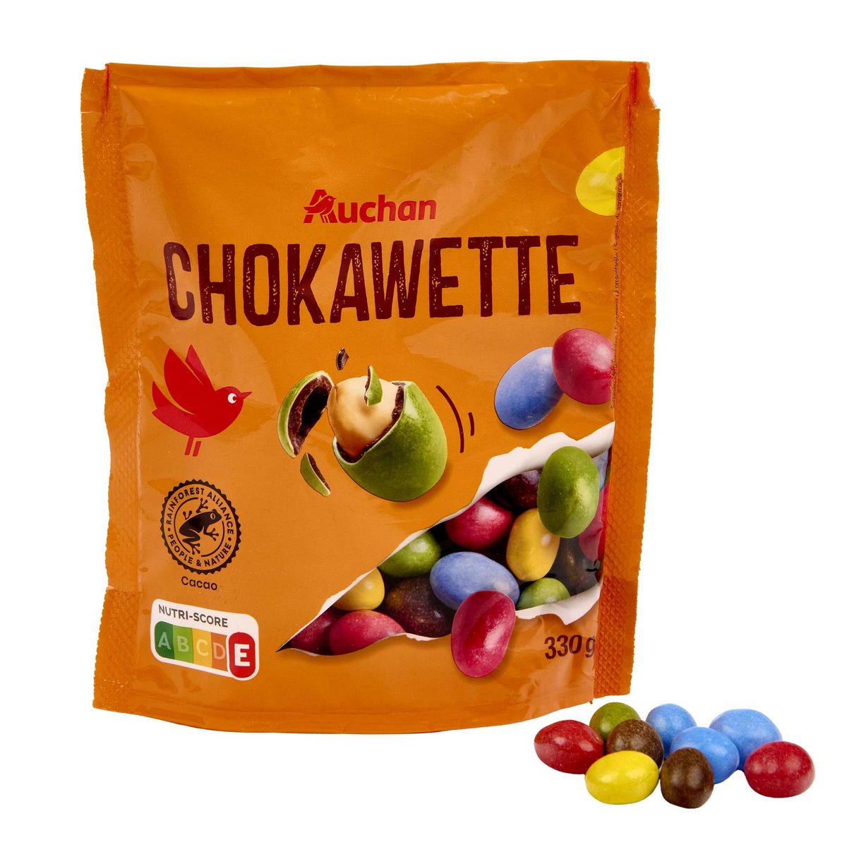 AUCHAN Chokawette Cacahuètes enrobées de chocolat au lait 330g