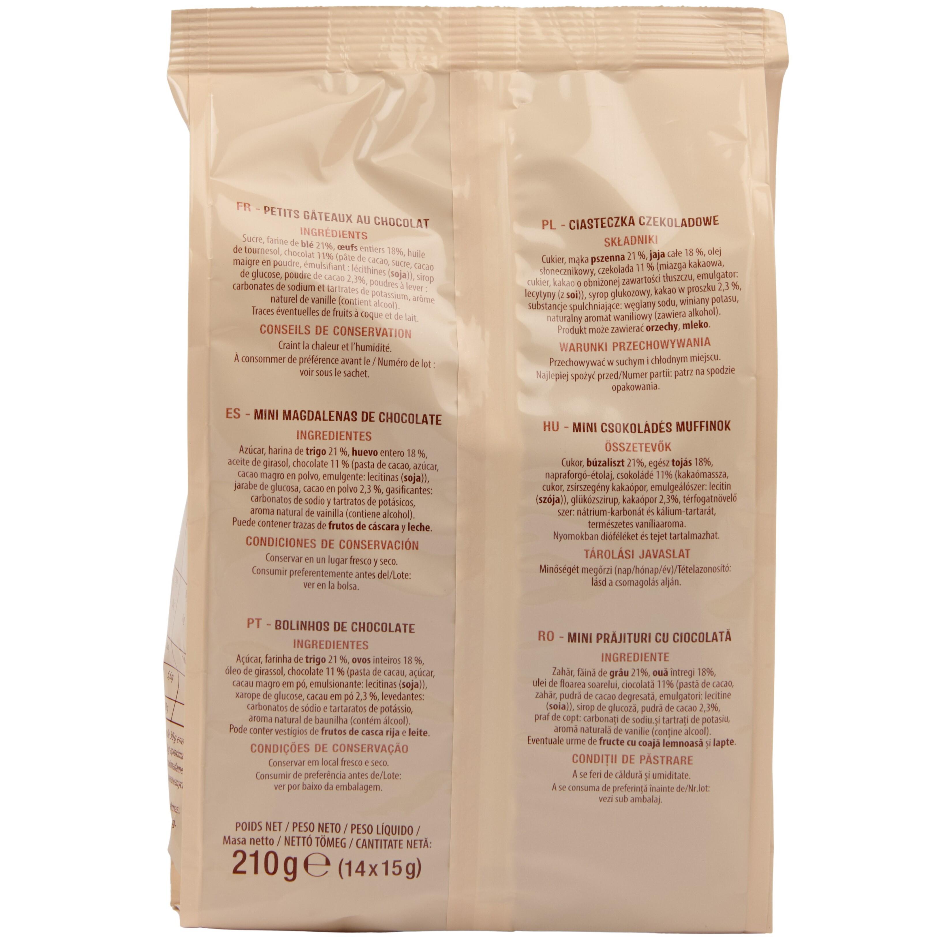 Voir la diapositive 3 : AUCHAN Mini muffins au chocolat 14 muffins 210g