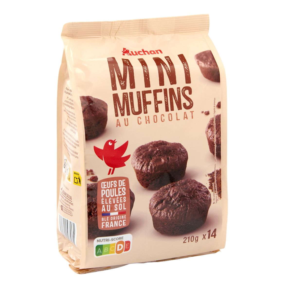 AUCHAN Mini muffins au chocolat 14 muffins 210g