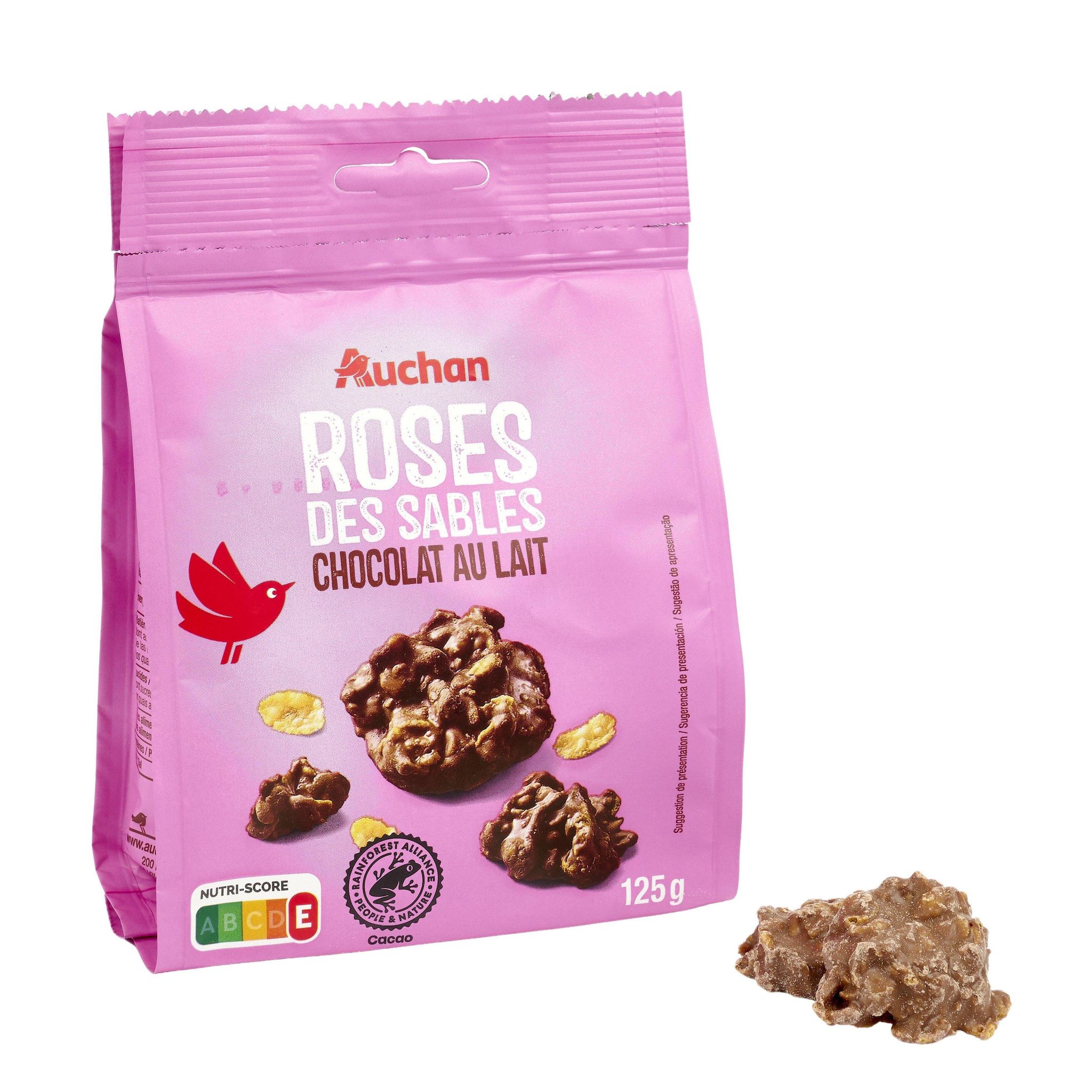 Voir la diapositive 2 : AUCHAN Roses des sables au chocolat au lait 125g