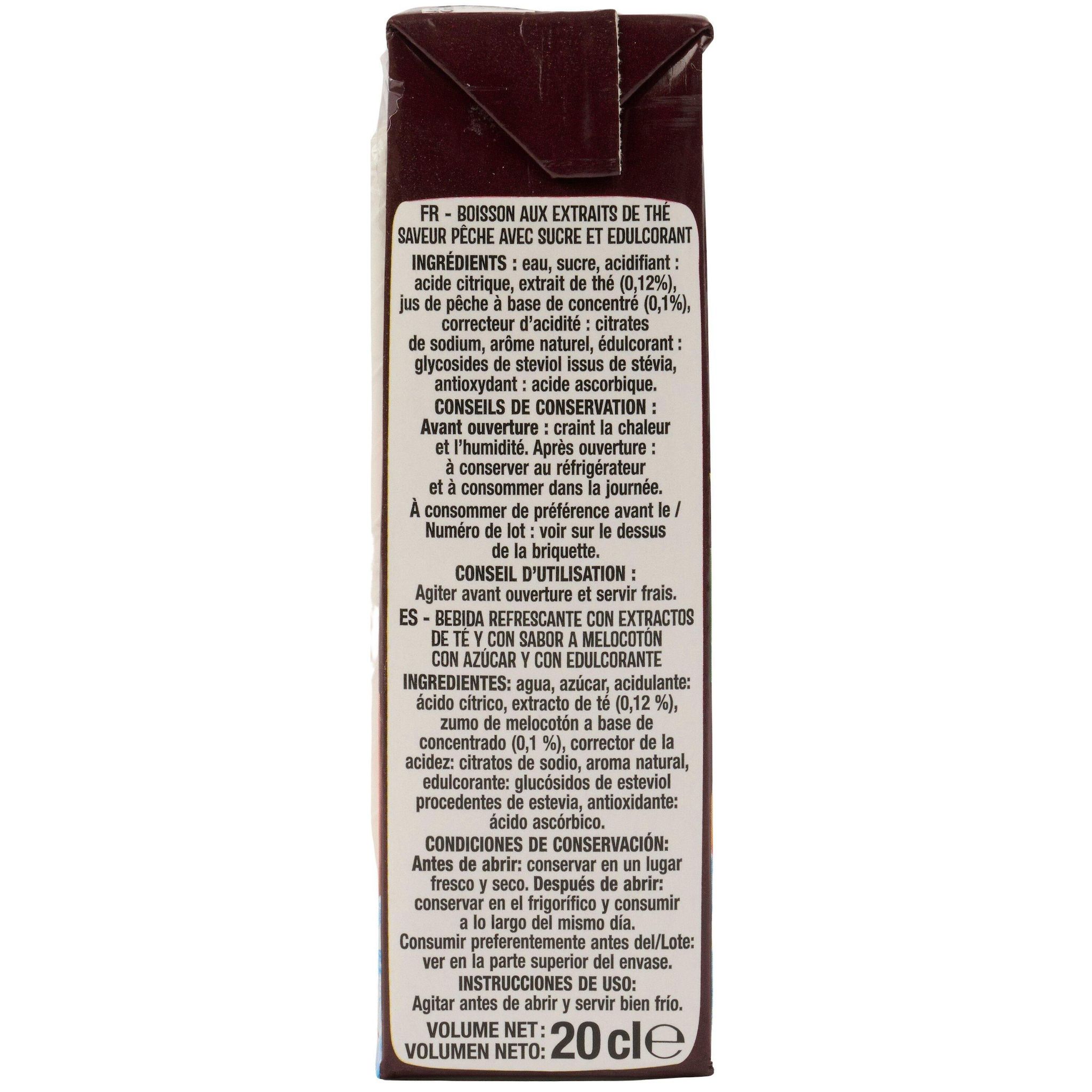 Voir la diapositive 2 : AUCHAN Thé glacé pêche en briquettes 6x20cl