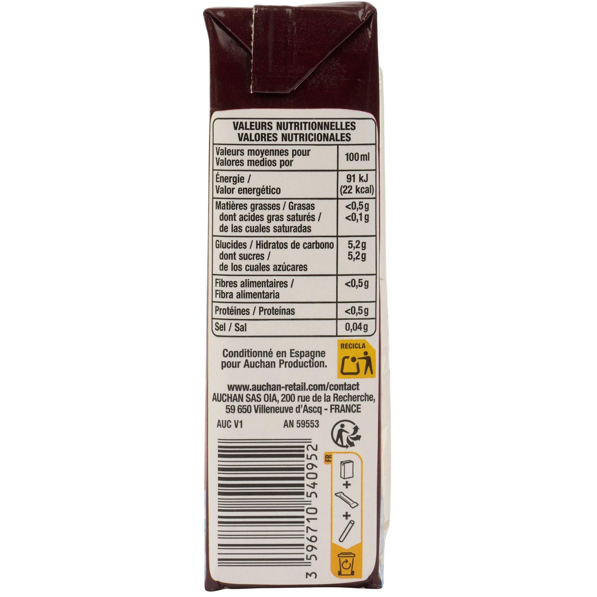 Voir la diapositive 5 : AUCHAN Thé glacé pêche en briquettes 6x20cl