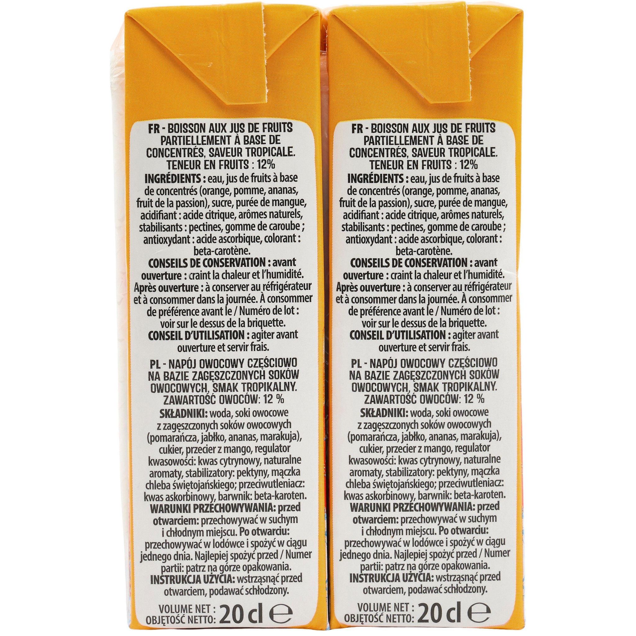 Voir la diapositive 4 : AUCHAN Boisson aux jus de fruits tropical en briquettes 6x20cl