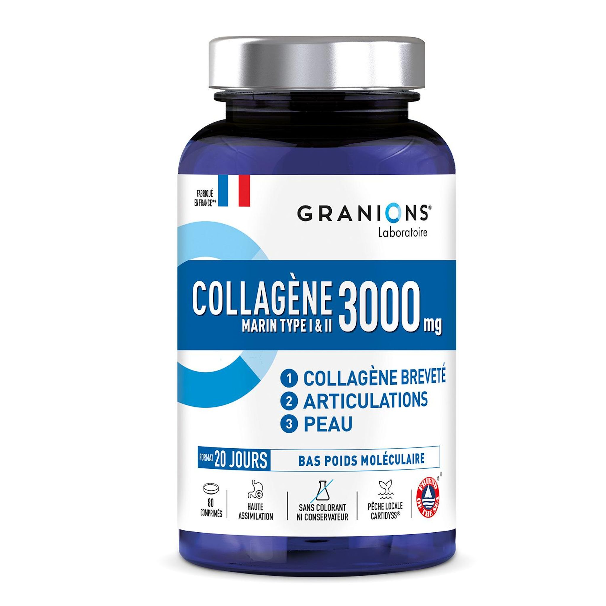 GRANIONS Collagène marin 3000mg 80 comprimés