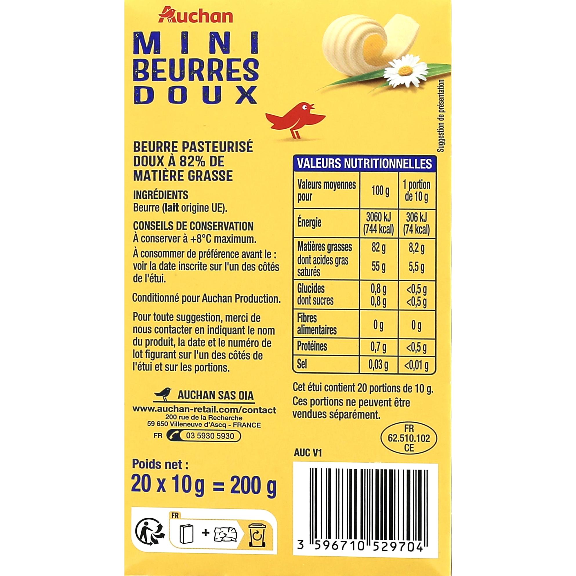 Voir la diapositive 3 : AUCHAN Mini beurres doux 200g 20x10g