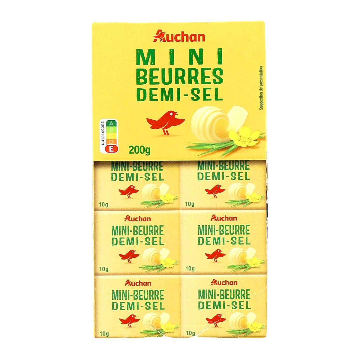 AUCHAN Mini beurres demi-sel 200g 20x10g
