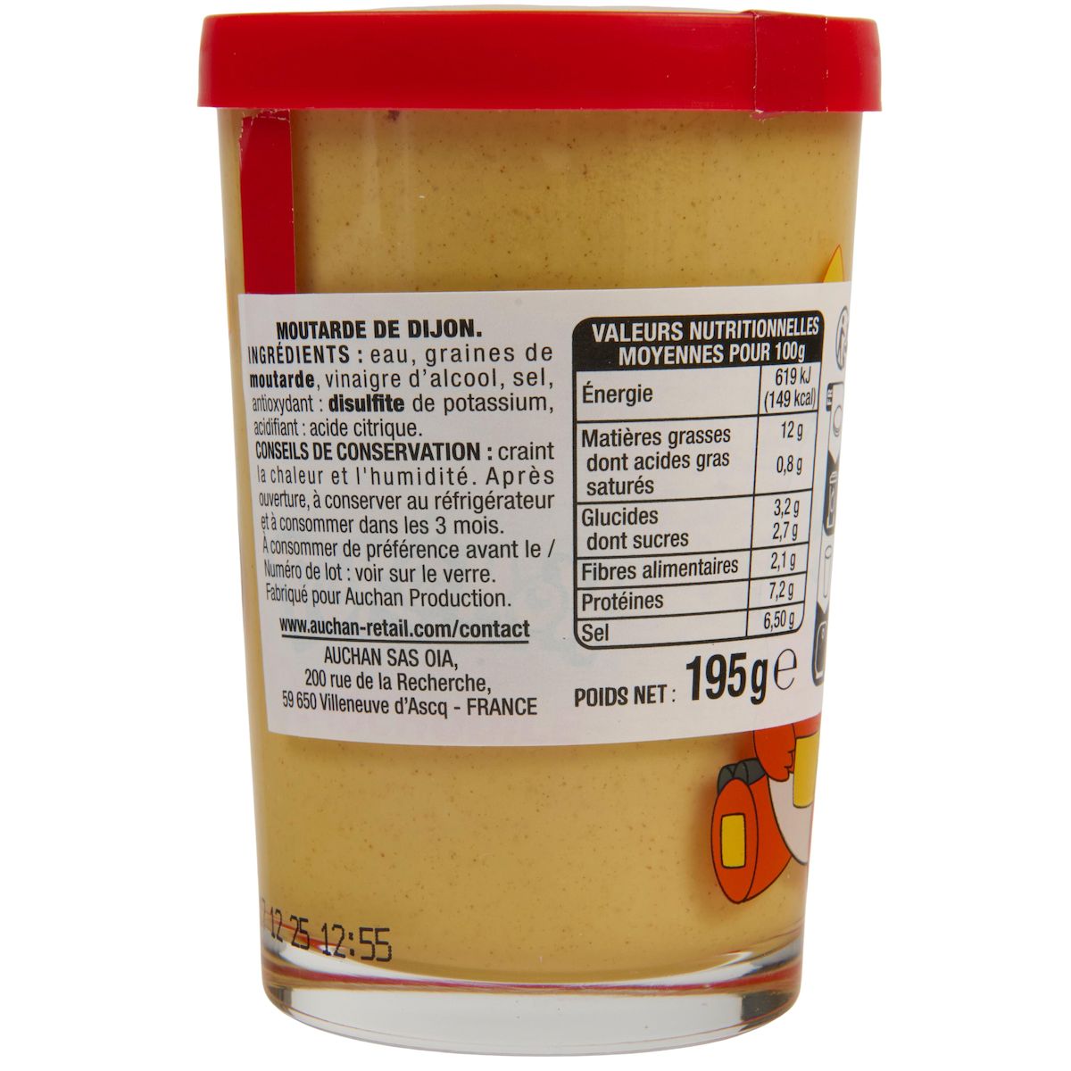 AUCHAN Moutarde de Dijon forte verre collection Pokemon 195g