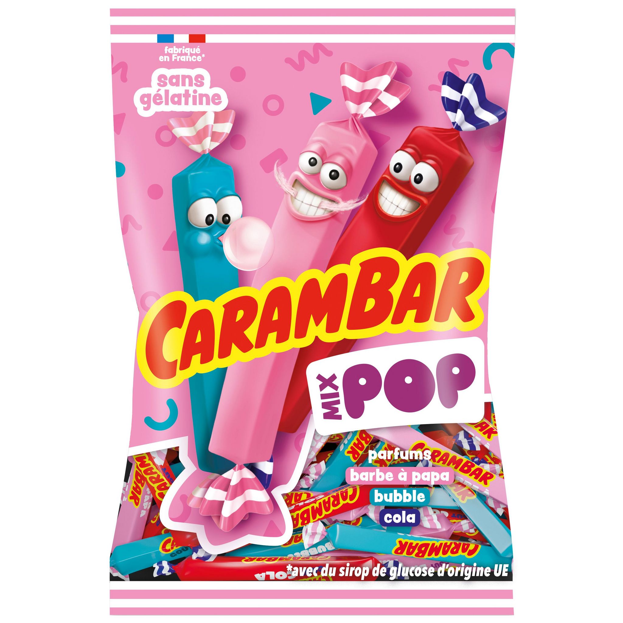 CARAMBAR Confiseries aromatisées à la barbe à papa, bubble et cola 380g