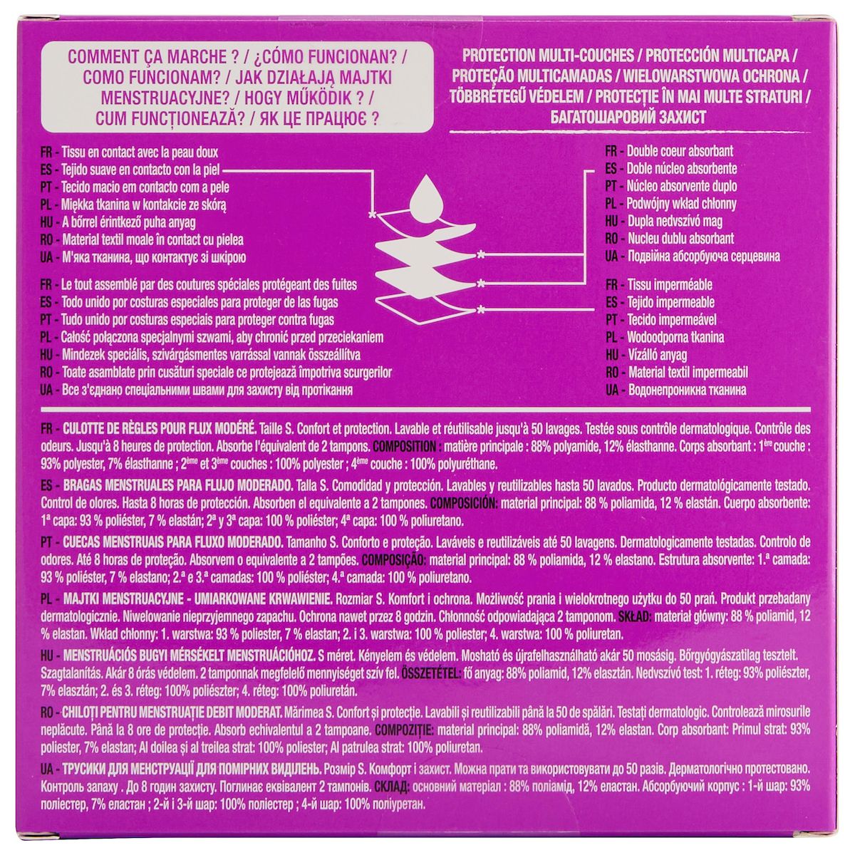 AUCHAN Culotte périodique flux modéré taille S noire 1 culotte