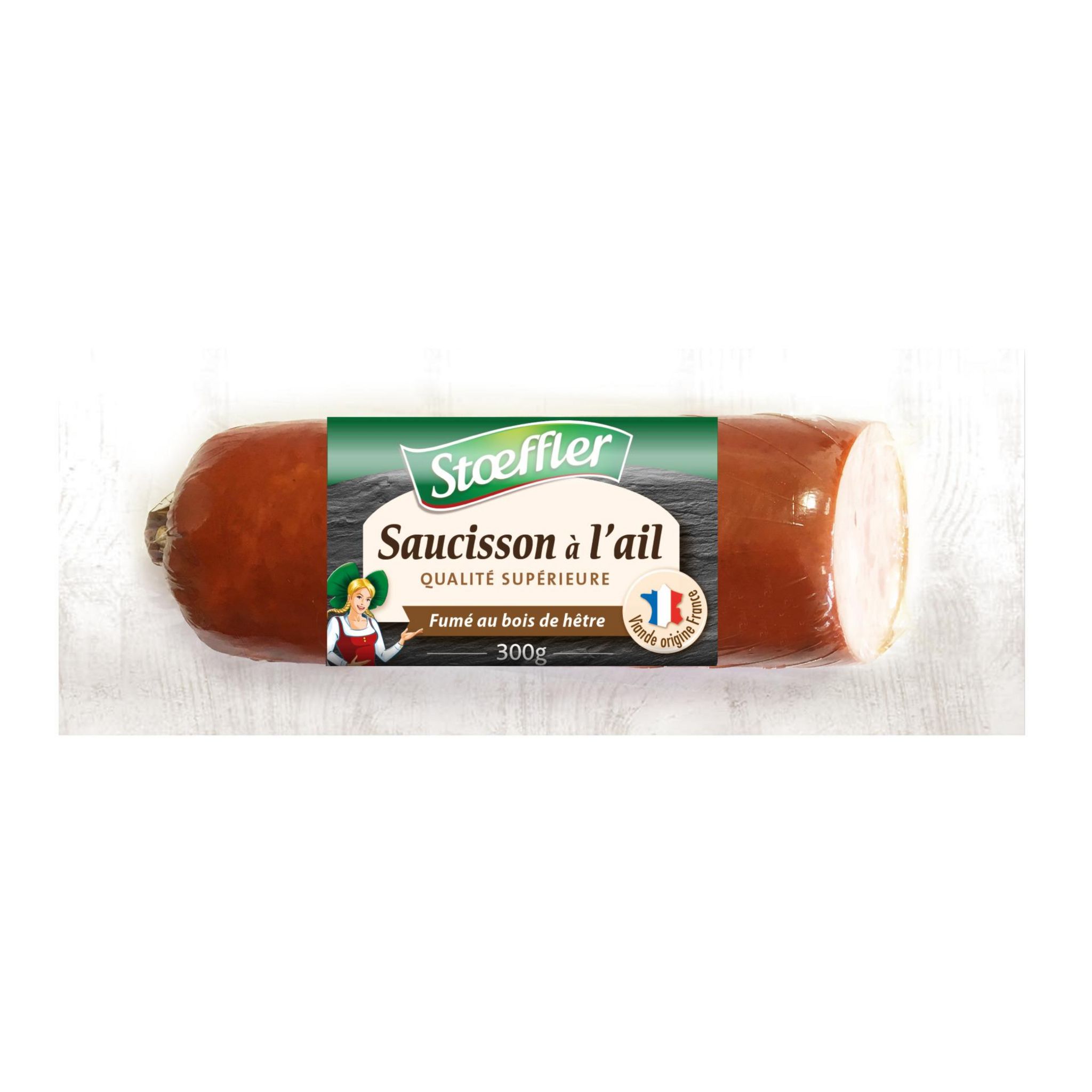 STOEFFLER Saucisson à l'ail supérieur fumé 300g