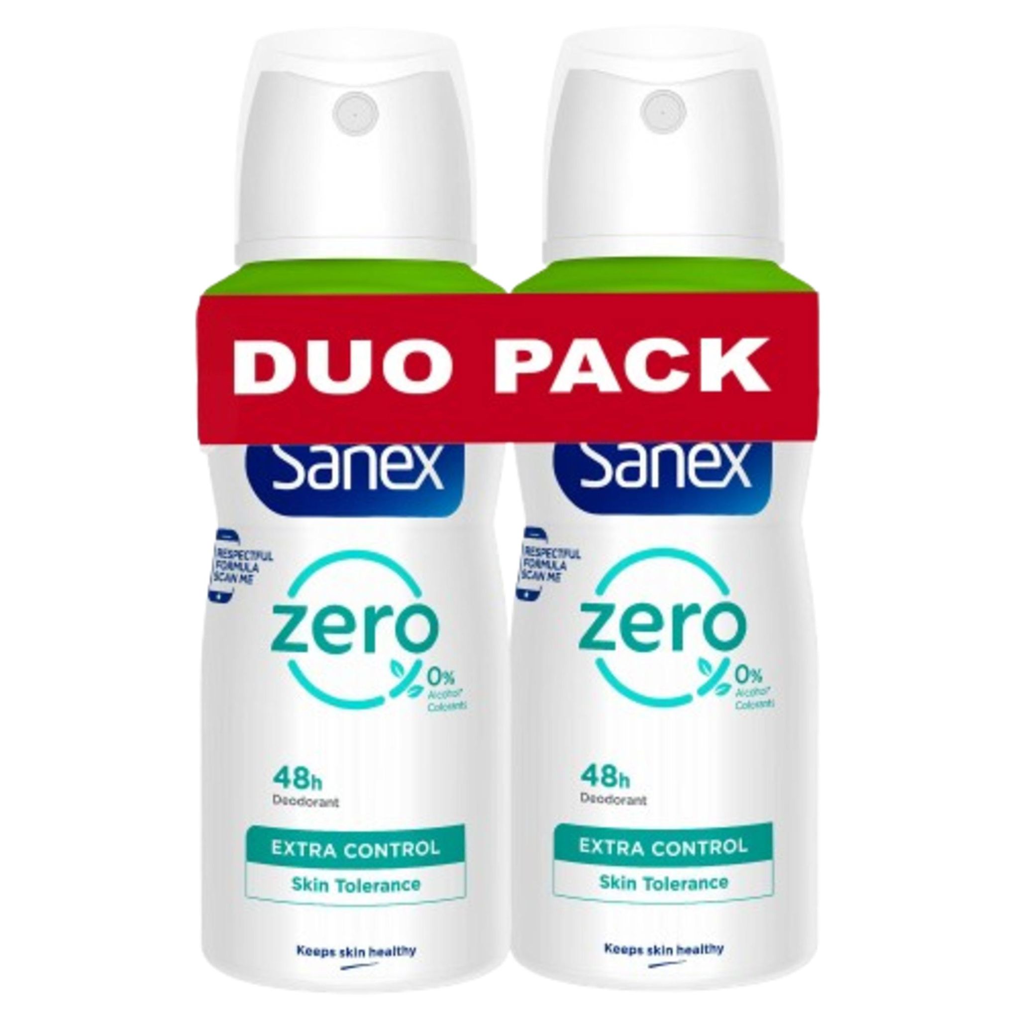 SANEX Déodorant spray zéro extra control 48H 2x100ml