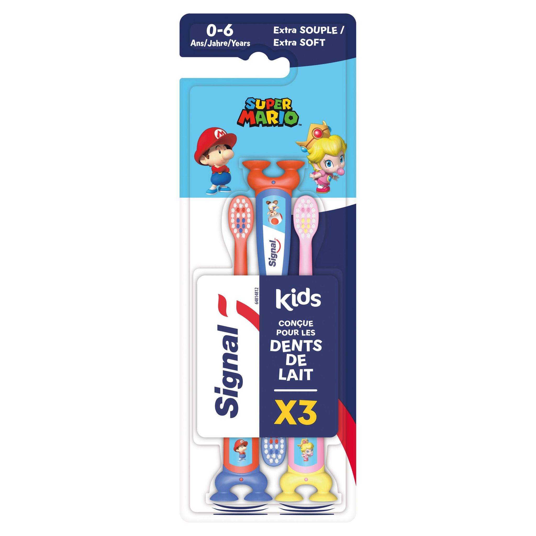 Voir la diapositive 2 : SIGNAL Brosses à dents kids Super Mario de 0 à 6 ans extra souple 3 pièces