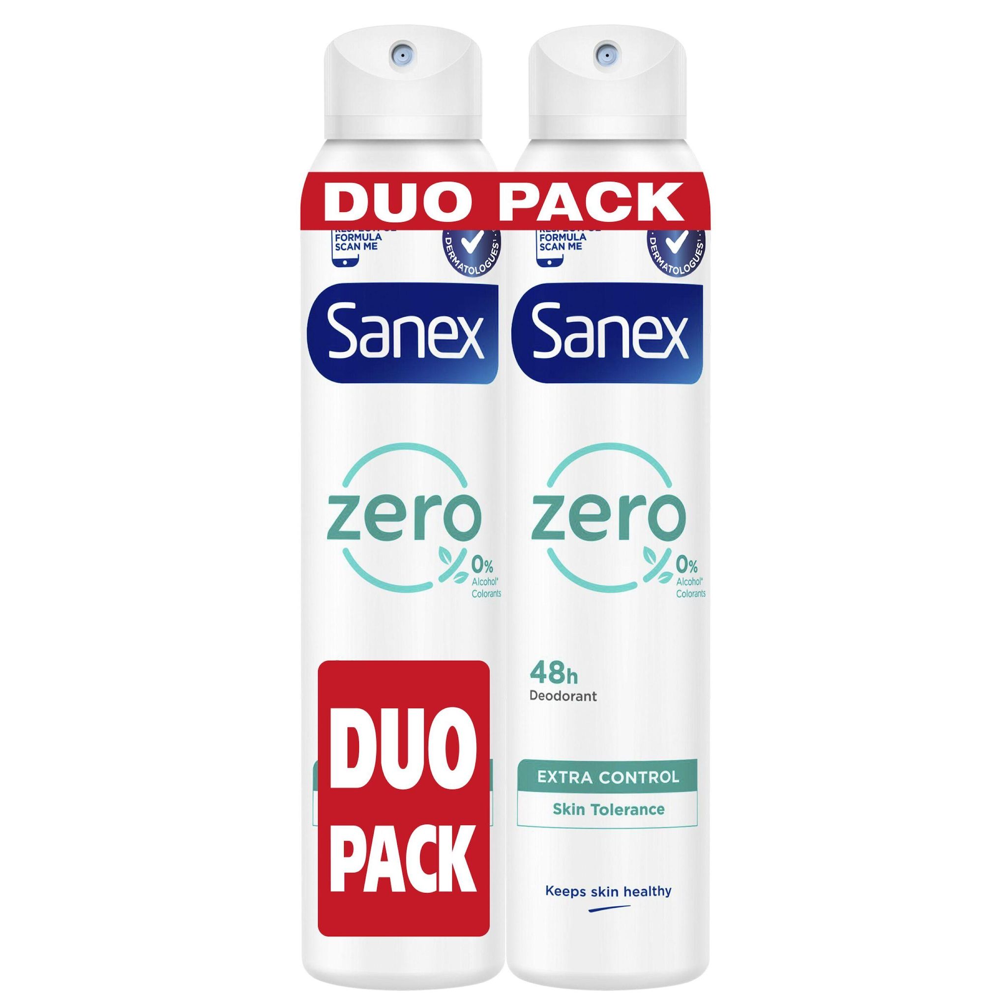 SANEX Déodorant zéro extra control 48h 2x200ml