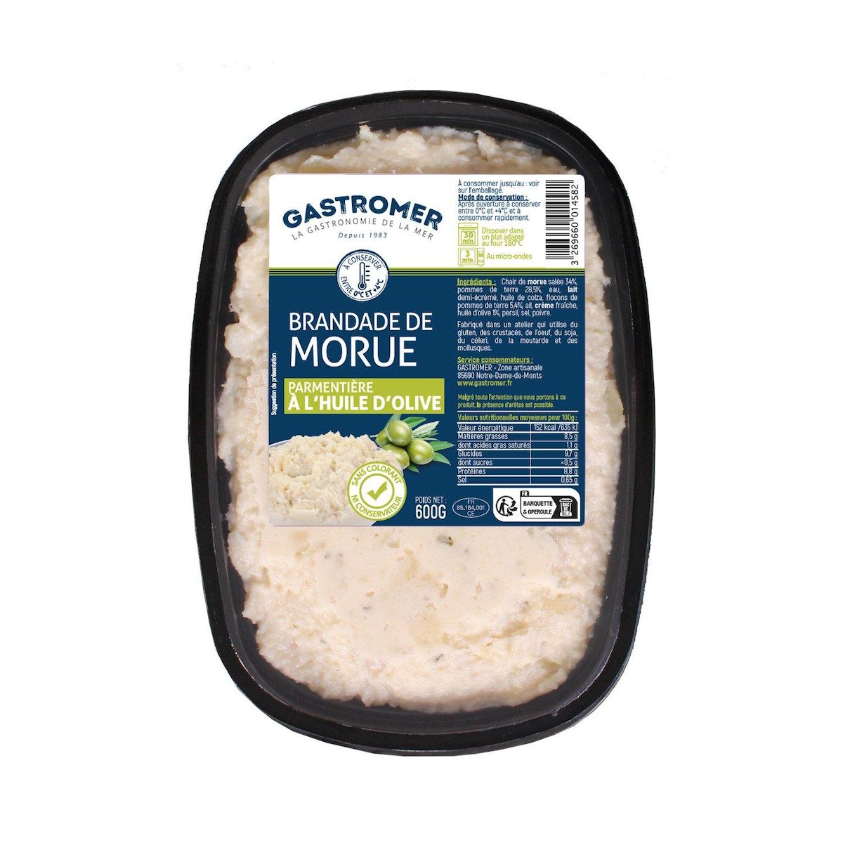 GASTROMER Brandade de morue parmentière à l'huile d'olive 600g